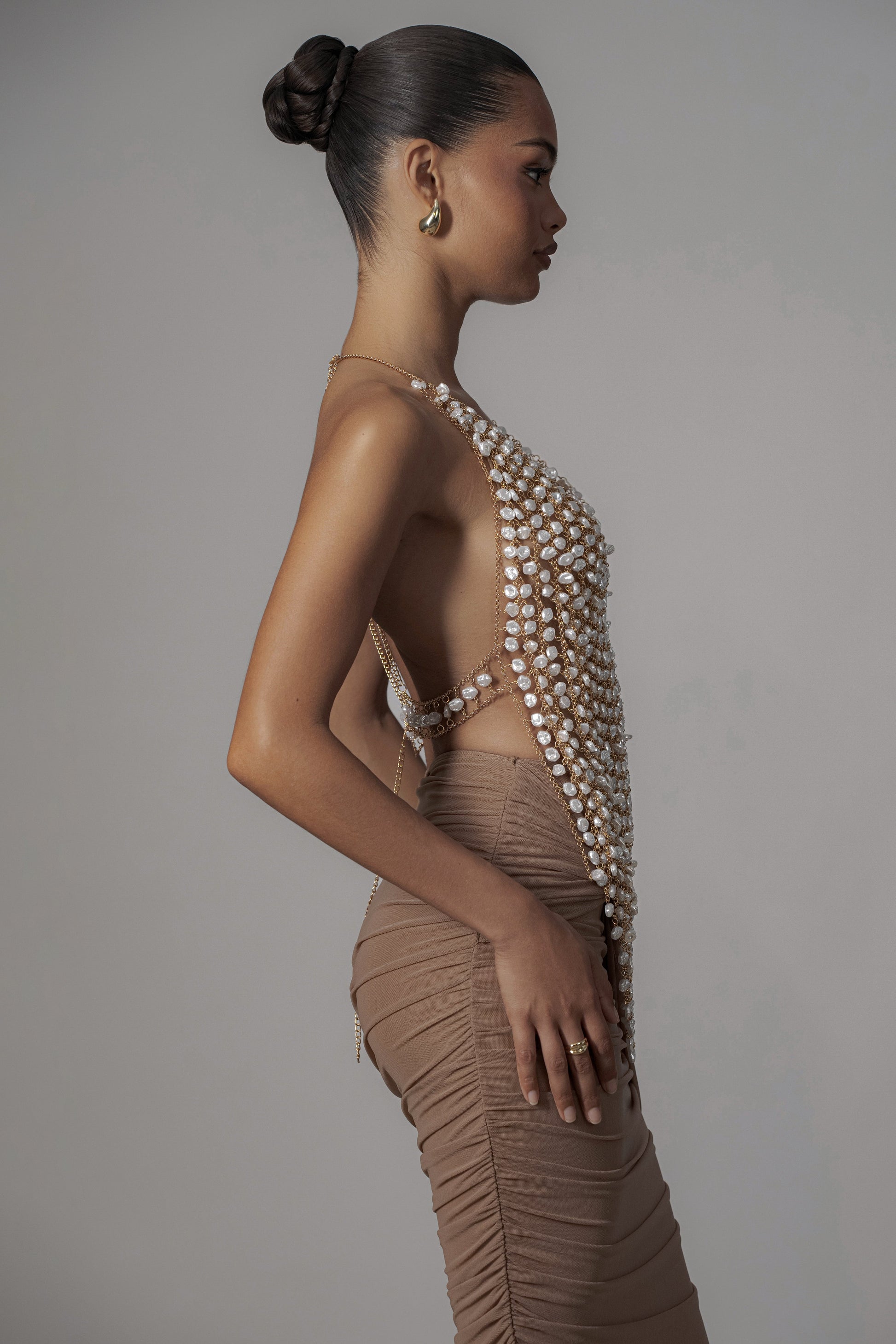 Gold Into The Sea Pearl Top JLUXLABEL