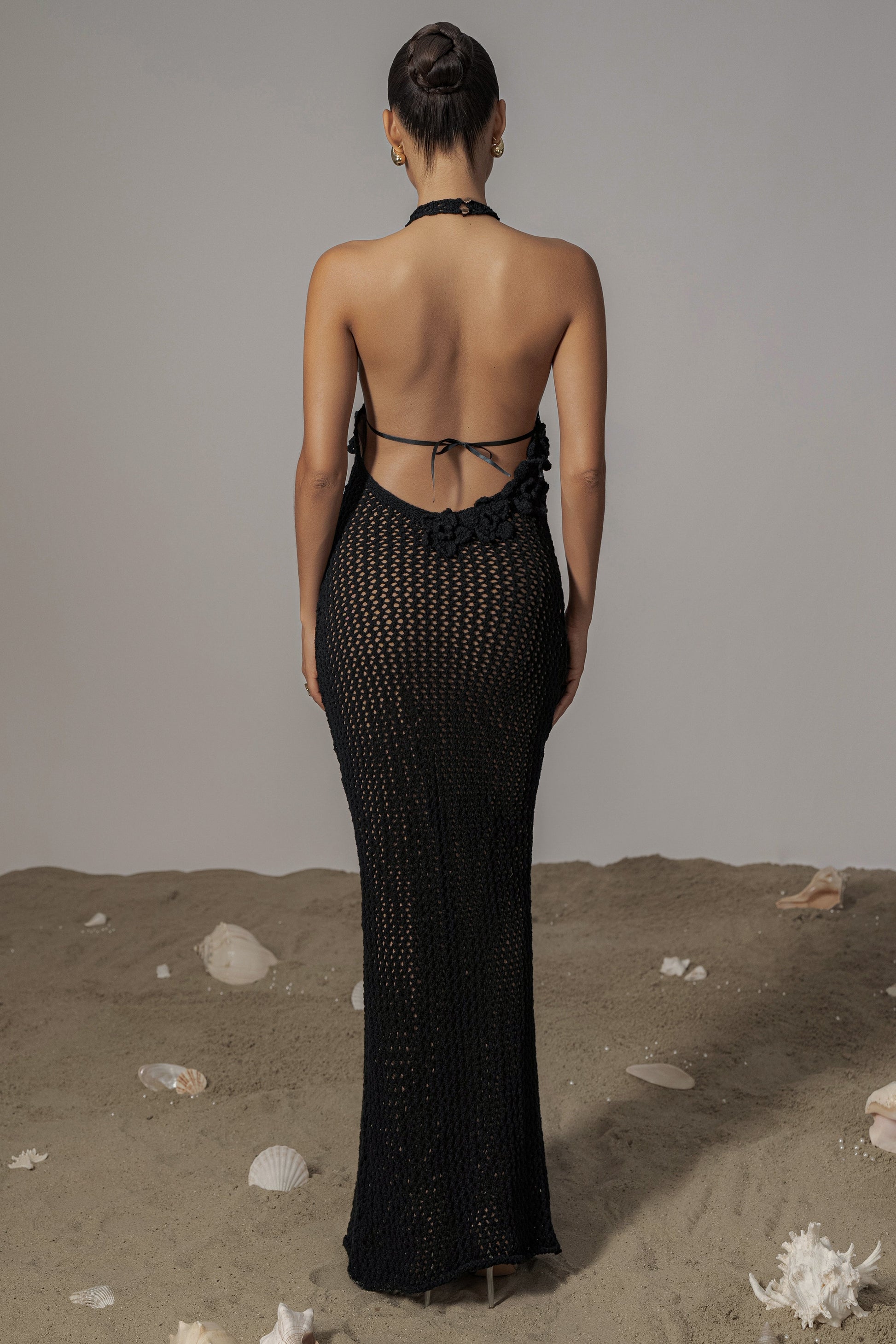 Black Paradise Crochet Maxi Dress JLUXLABEL