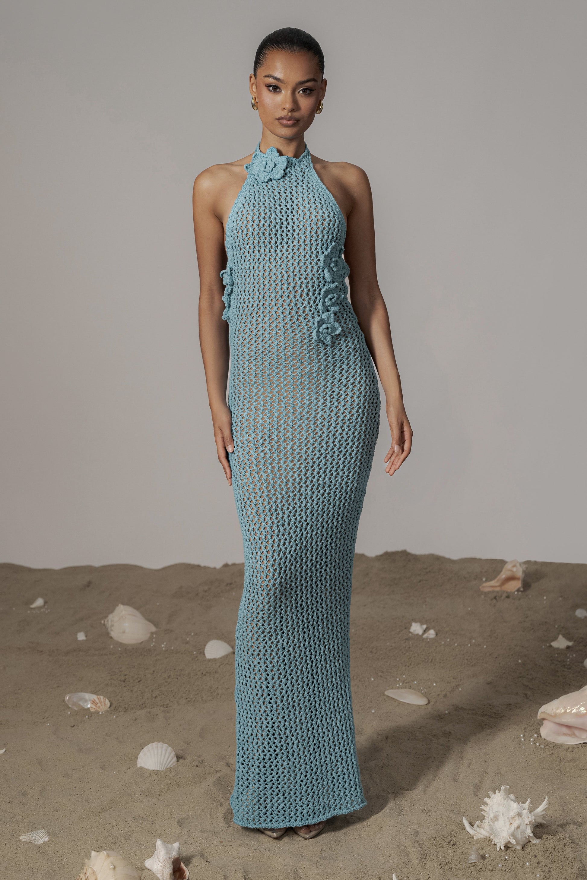 Aqua Paradise Crochet Maxi Dress JLUXLABEL