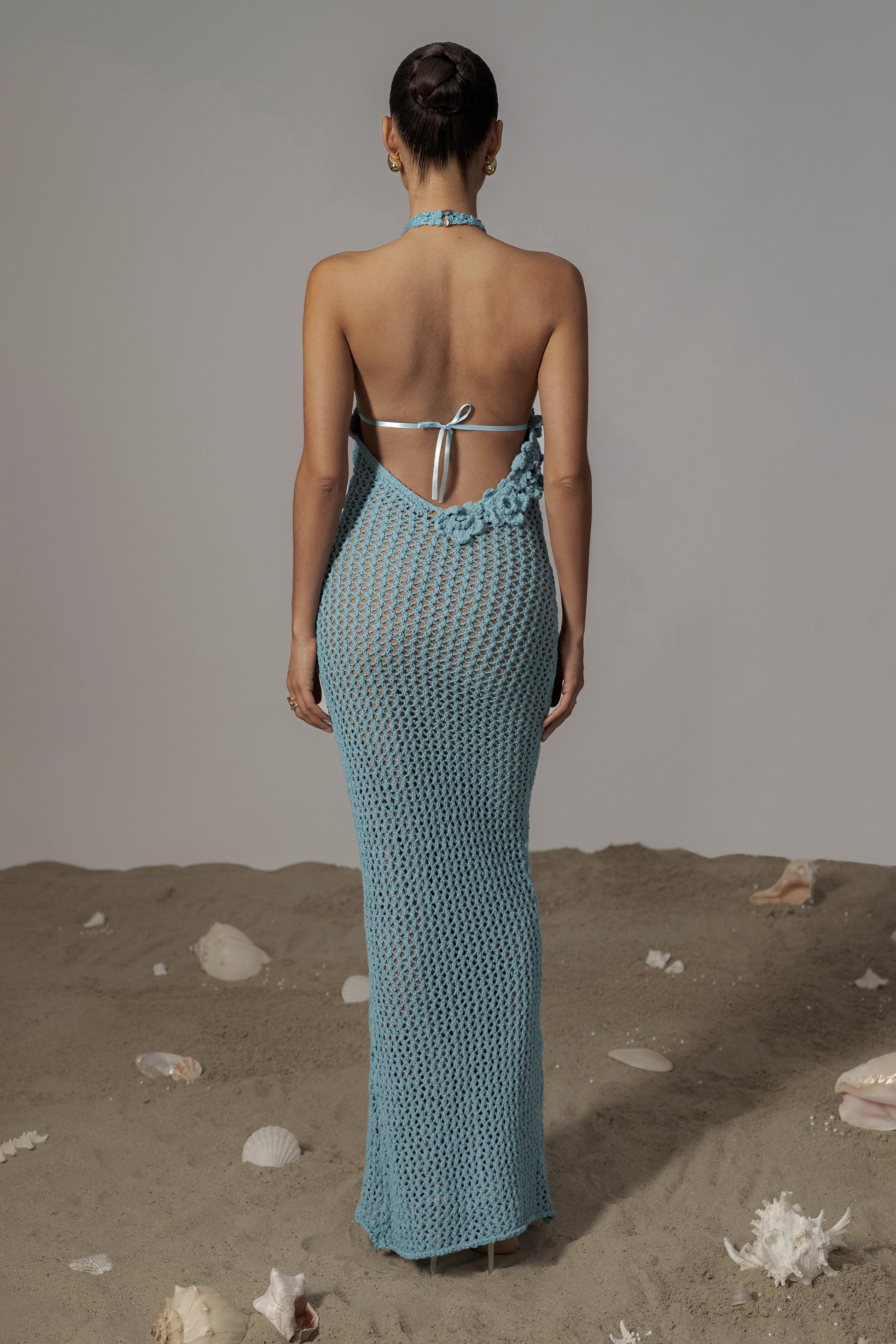 Aqua Paradise Crochet Maxi Dress JLUXLABEL