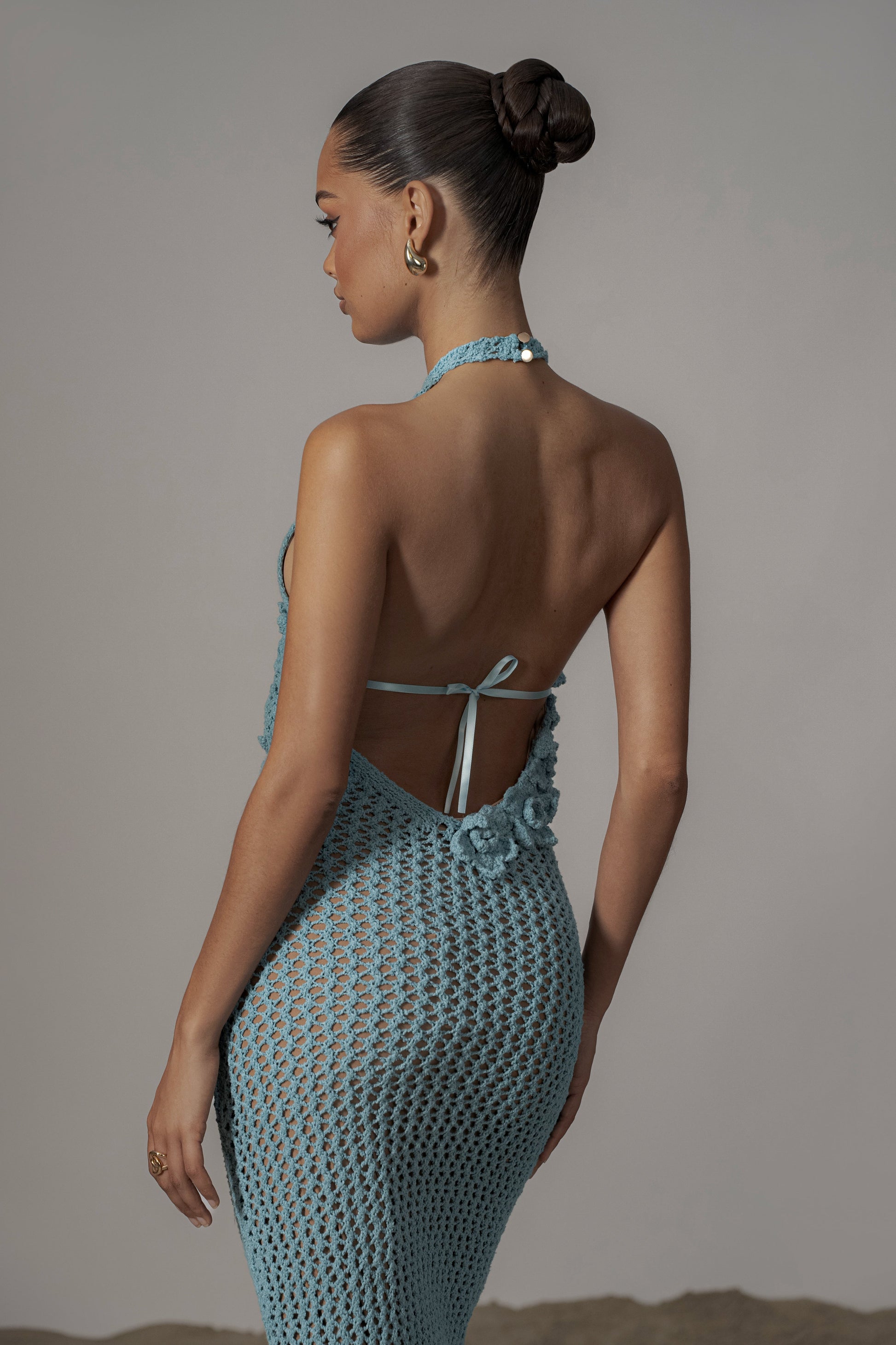 Aqua Paradise Crochet Maxi Dress JLUXLABEL