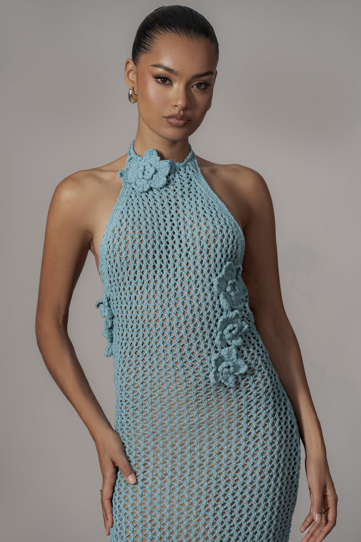 Aqua Paradise Crochet Maxi Dress JLUXLABEL