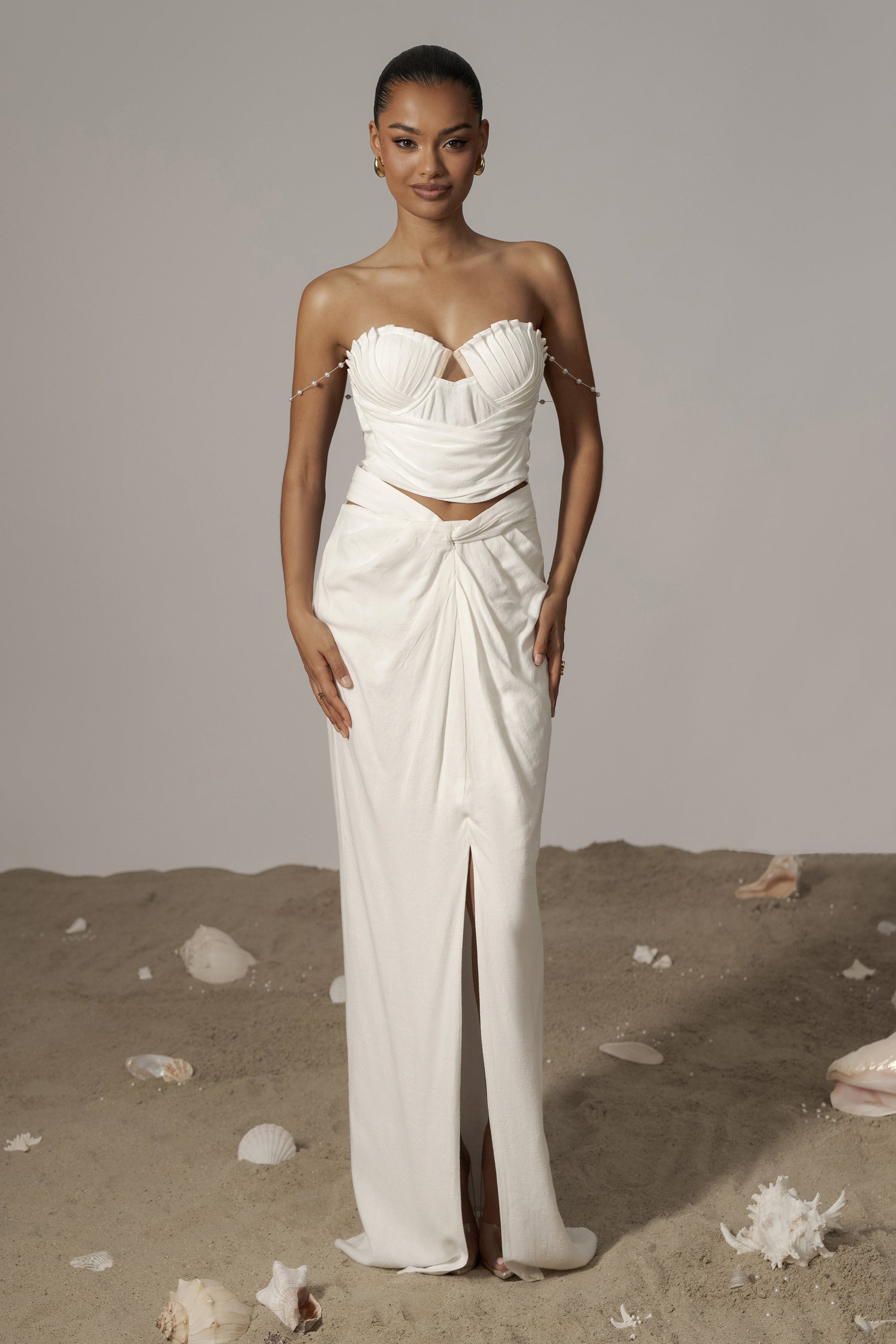 Ivory Dreamland Linen Skirt JLUXLABEL