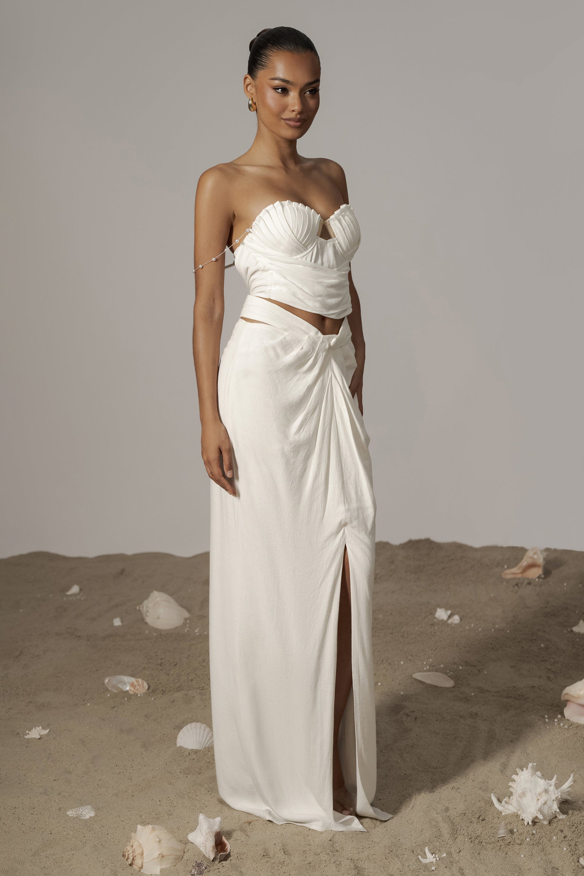 Ivory Dreamland Linen Skirt JLUXLABEL