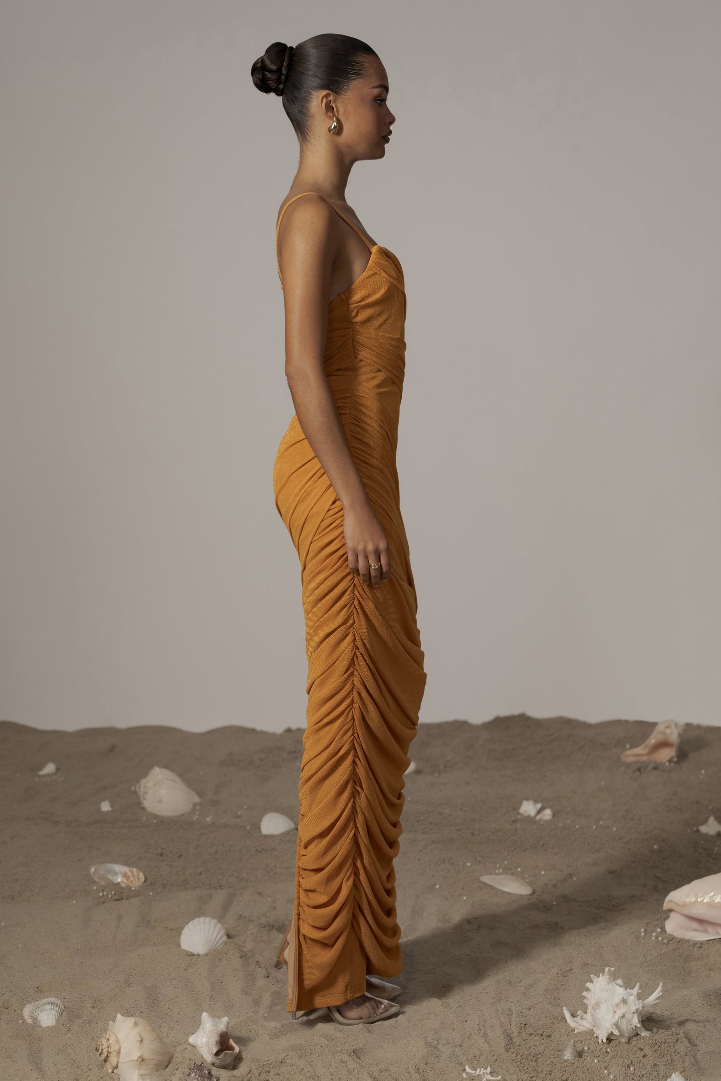 Yellow Catalina Lurex Knit Maxi Dress JLUXLABEL