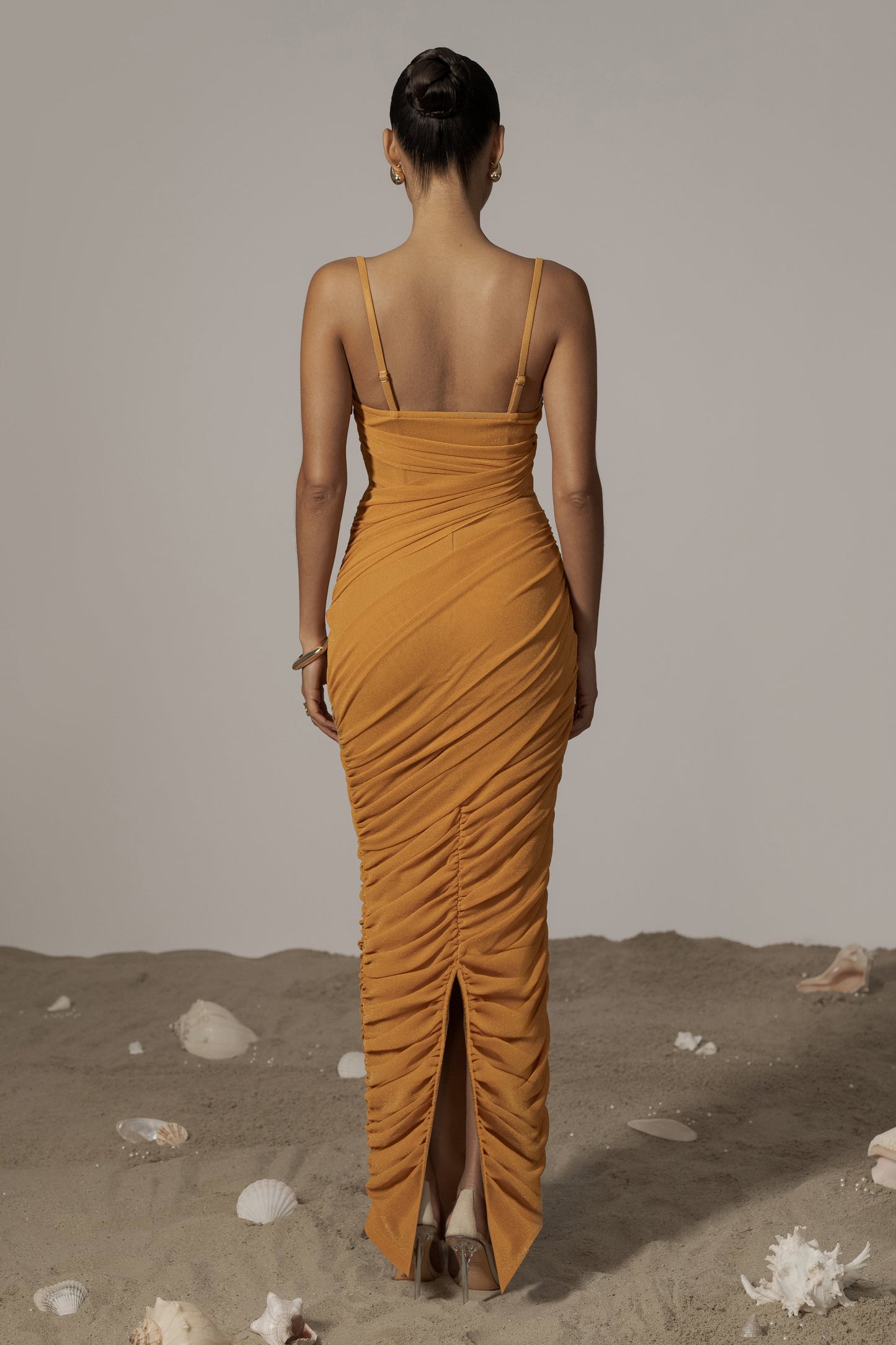 Yellow Catalina Lurex Knit Maxi Dress JLUXLABEL