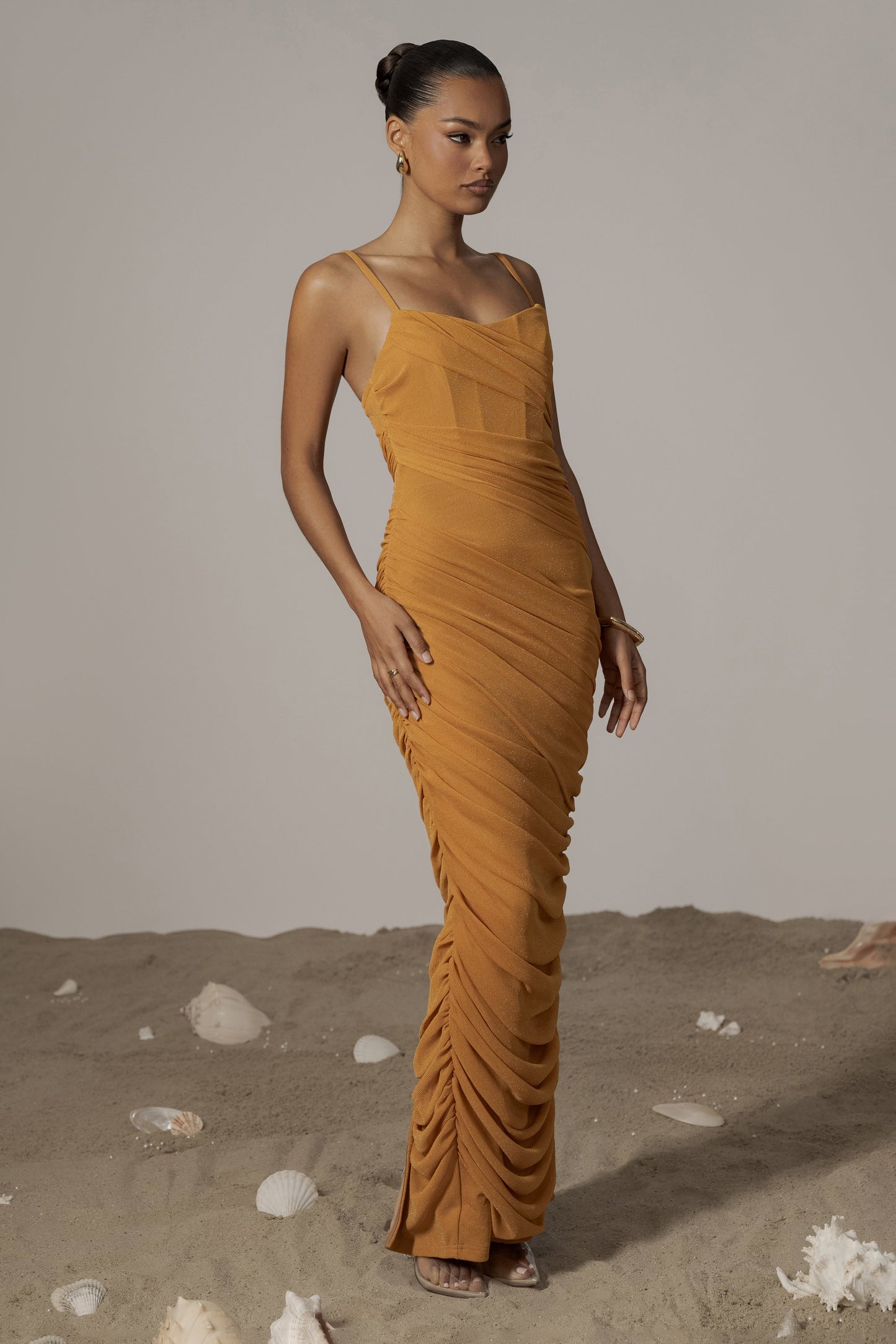 Yellow Catalina Lurex Knit Maxi Dress JLUXLABEL