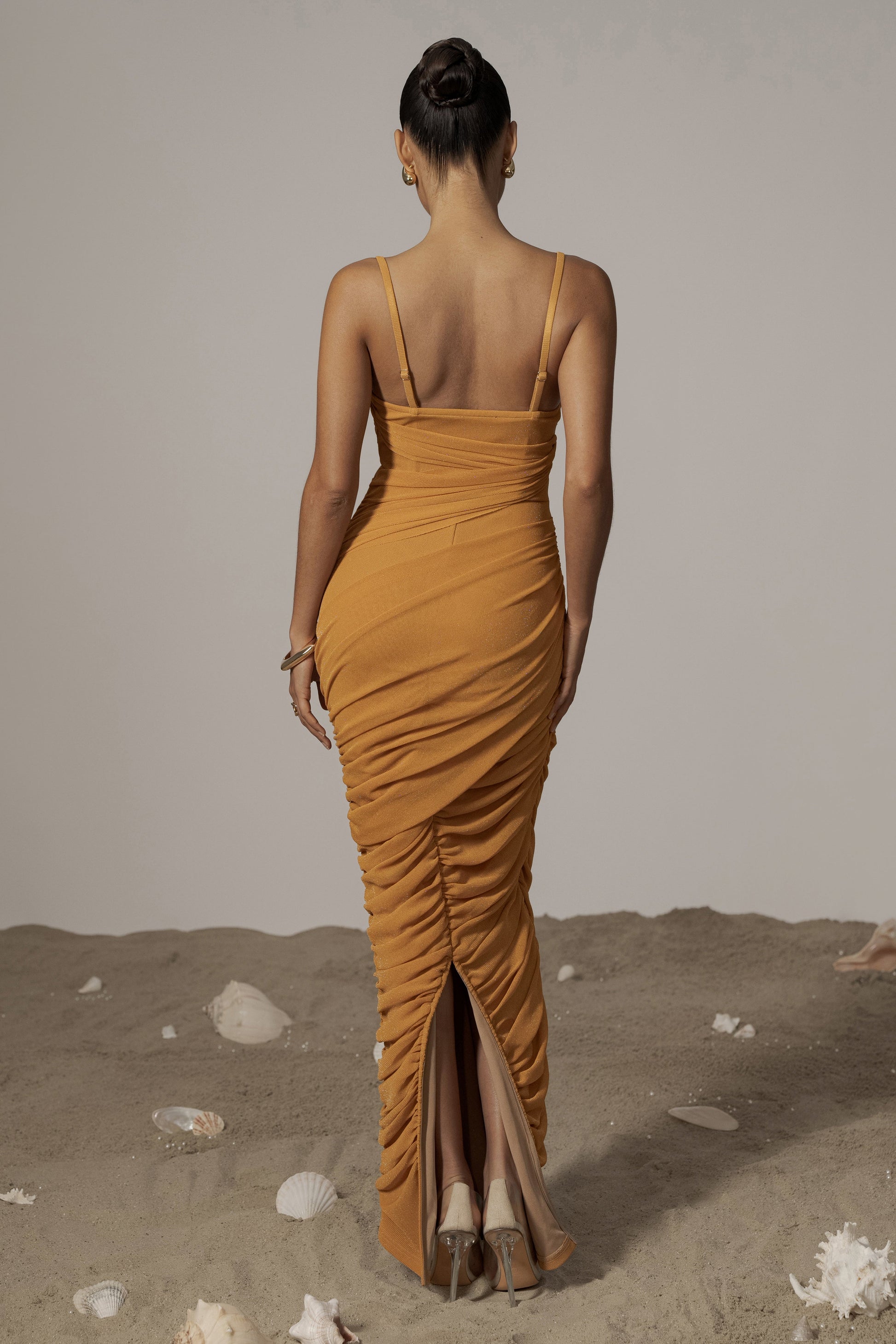 Yellow Catalina Lurex Knit Maxi Dress JLUXLABEL