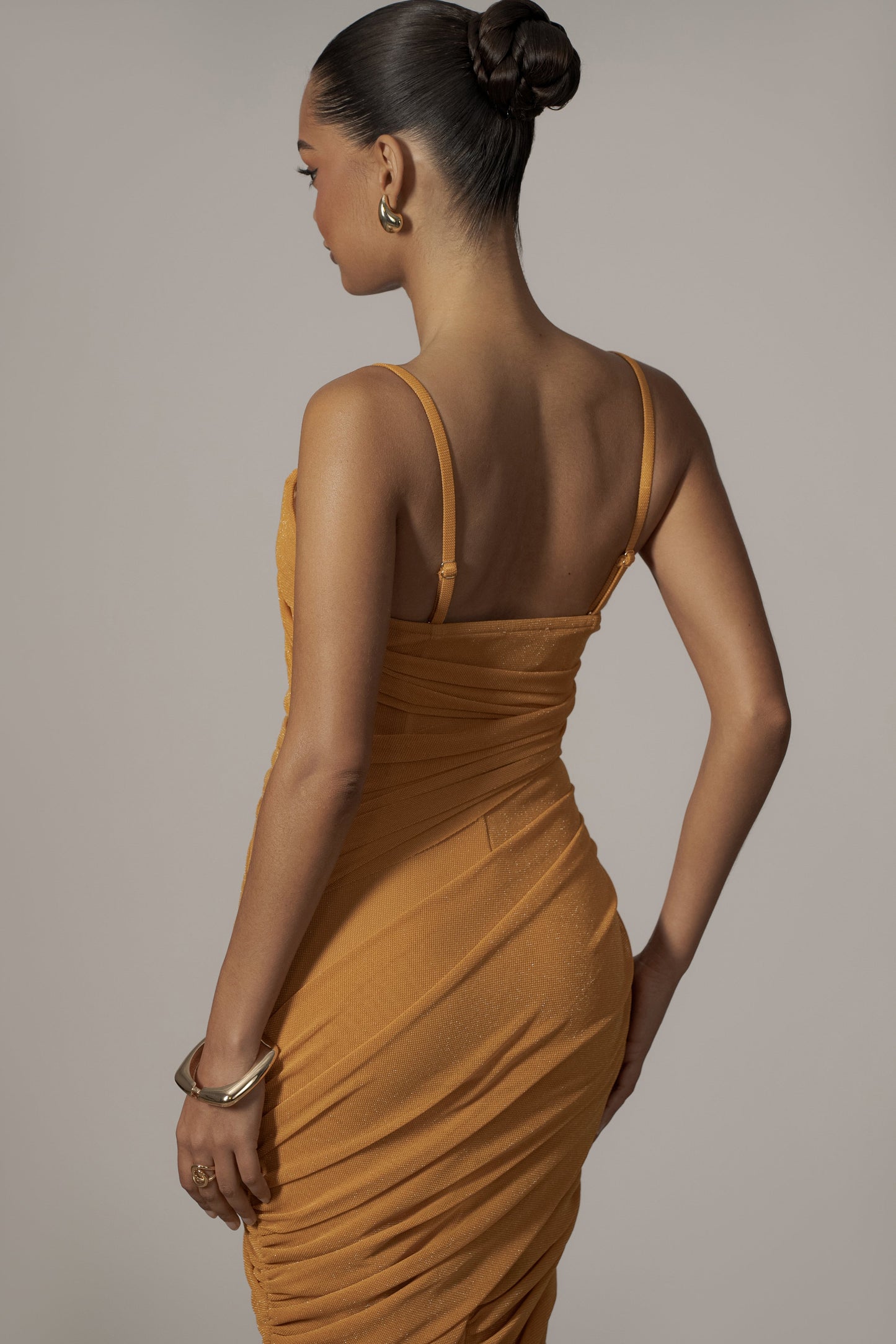 Yellow Catalina Lurex Knit Maxi Dress JLUXLABEL