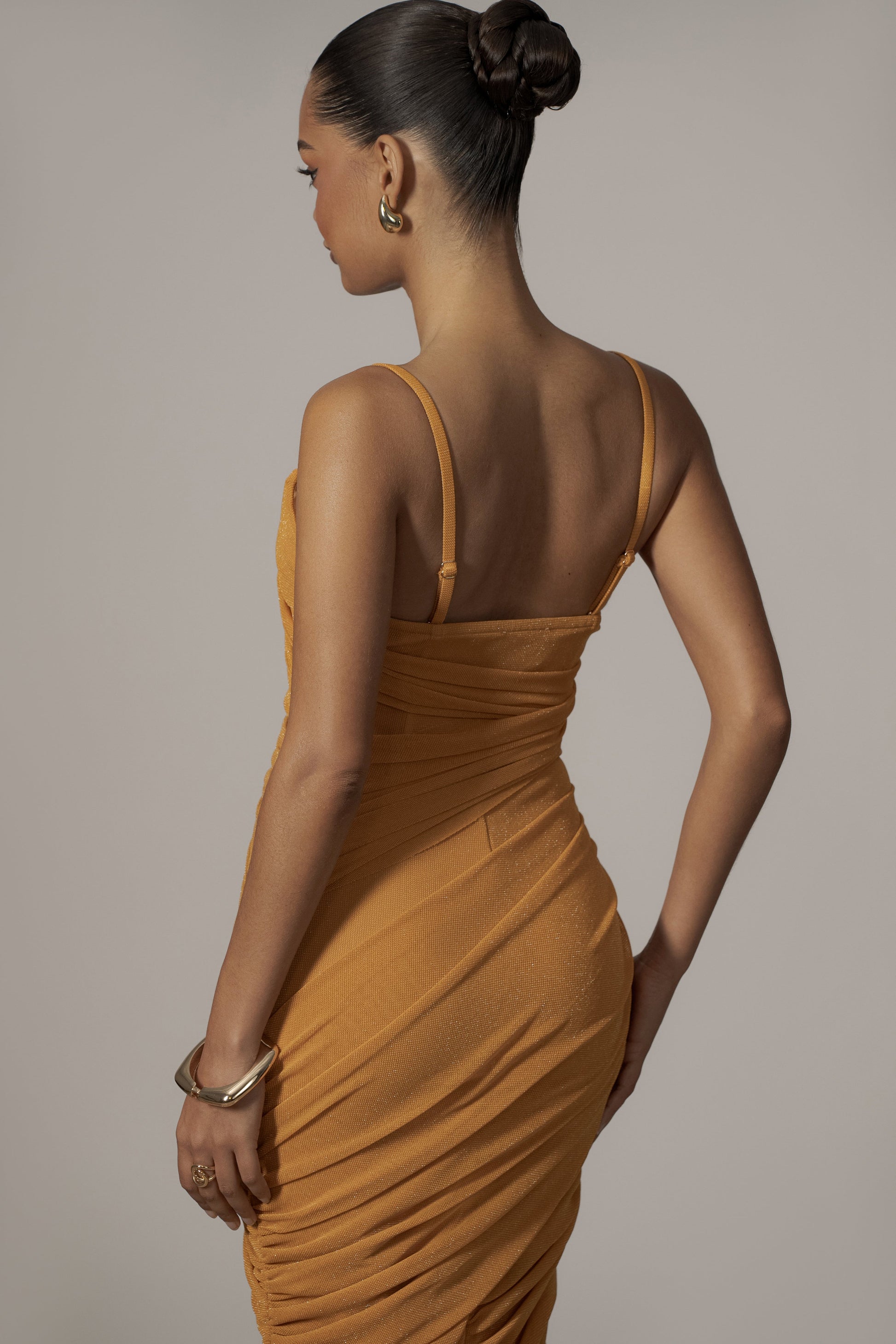 Yellow Catalina Lurex Knit Maxi Dress JLUXLABEL