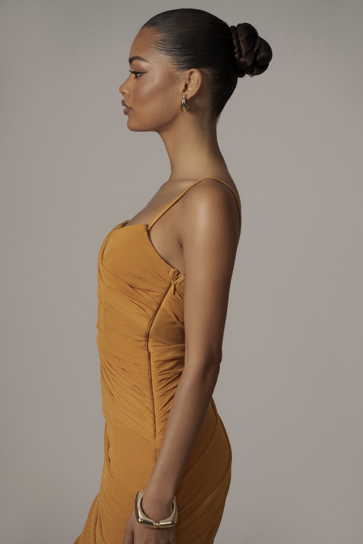Yellow Catalina Lurex Knit Maxi Dress JLUXLABEL