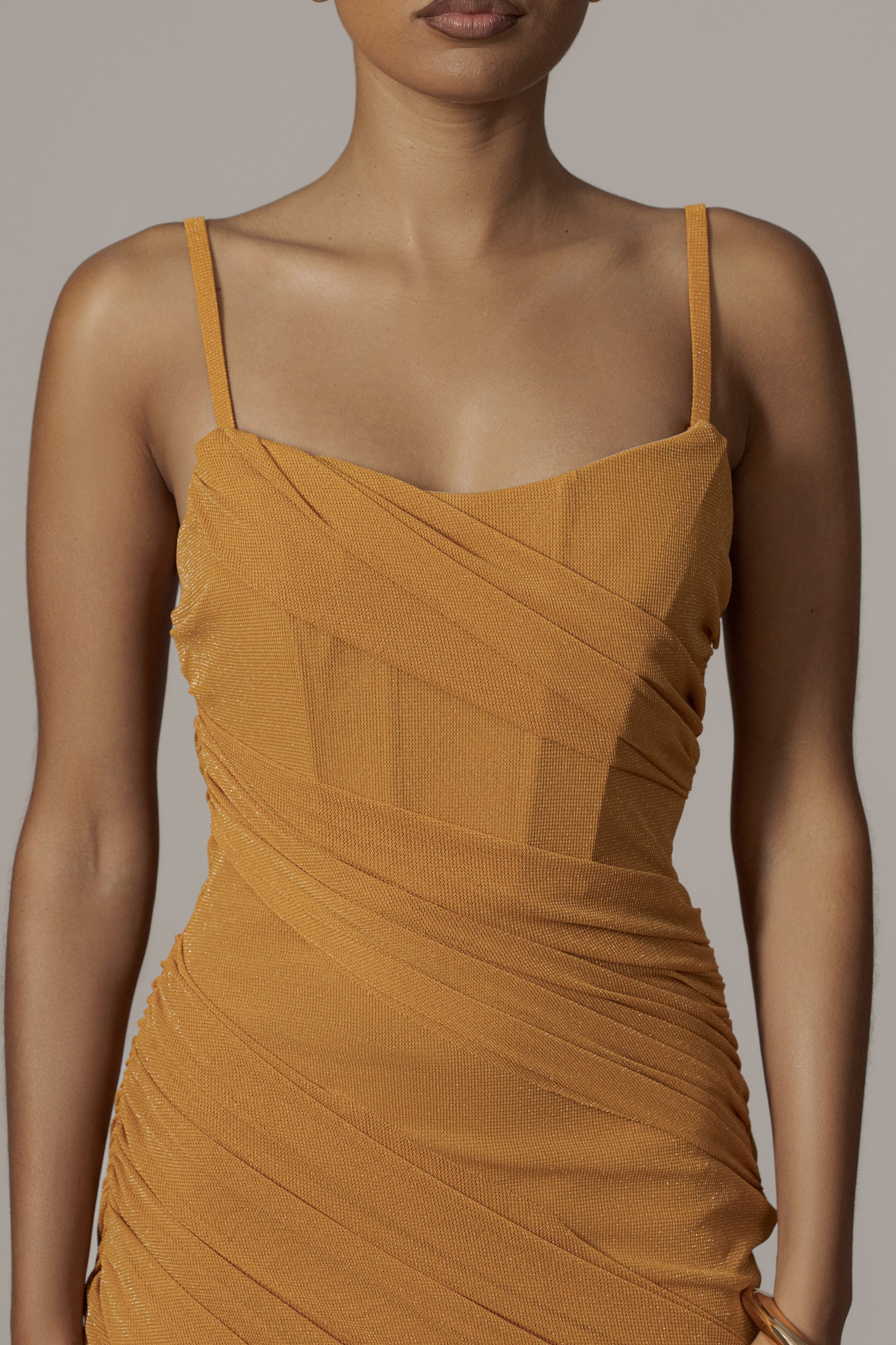Yellow Catalina Lurex Knit Maxi Dress JLUXLABEL