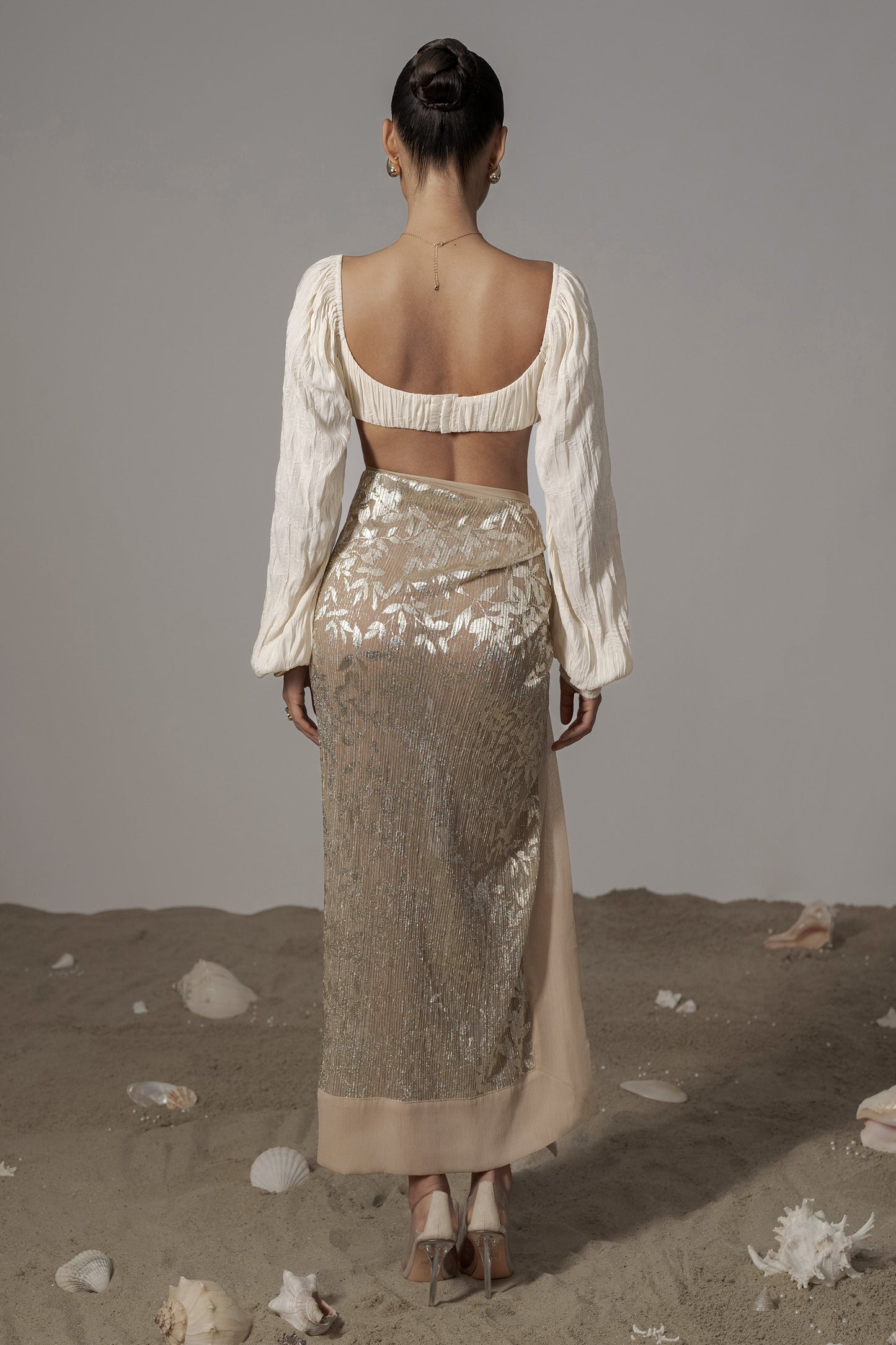 Gold Positano Printed Sarong Skirt JLUXLABEL