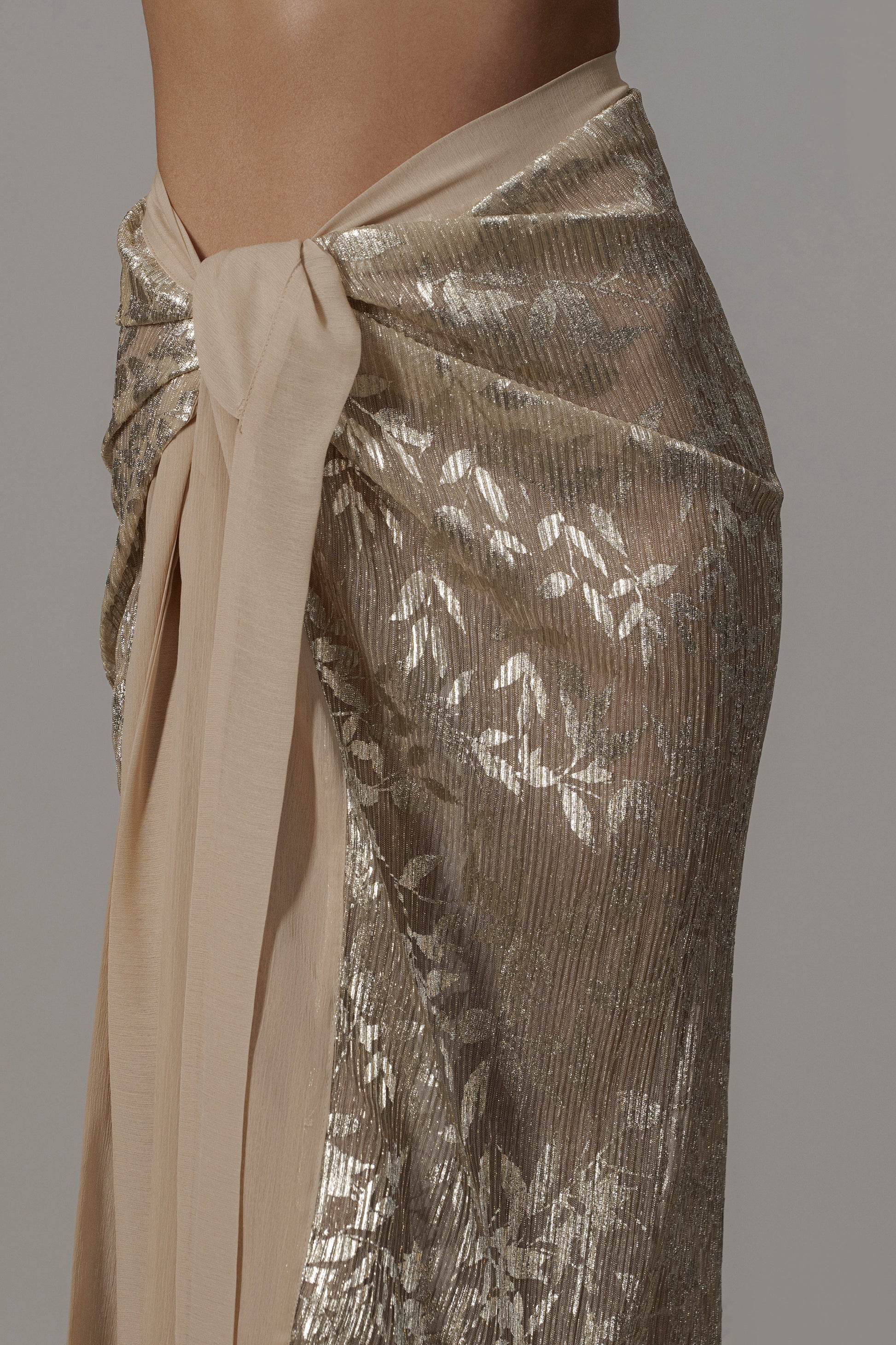 Gold Positano Printed Sarong Skirt JLUXLABEL