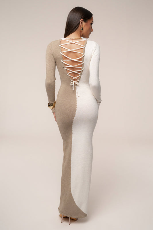Beige/Ivory No Hard Feelings Dress JLUXLABEL