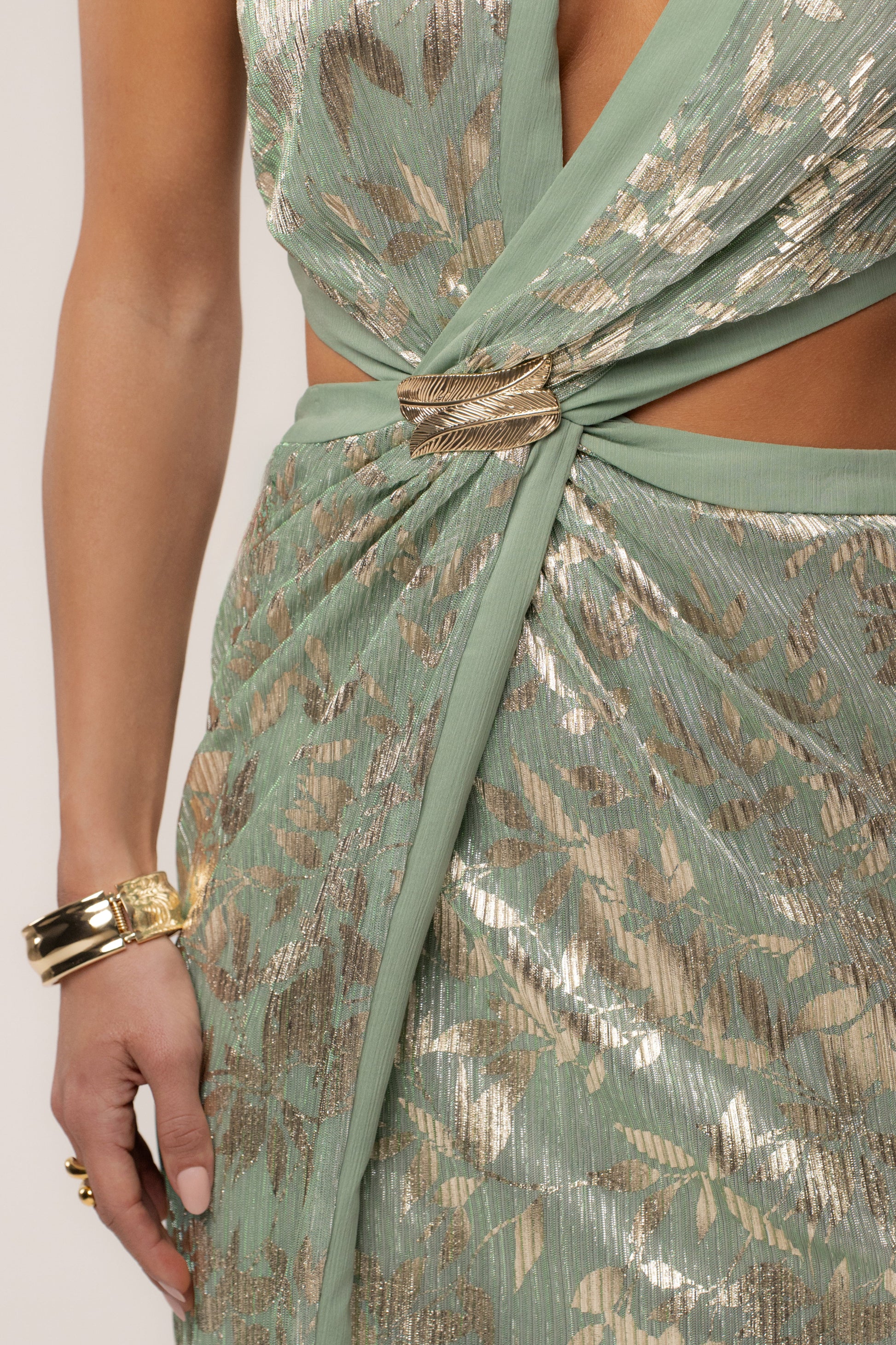 Sage One Shoulder Keyhole Dress JLUXLABEL
