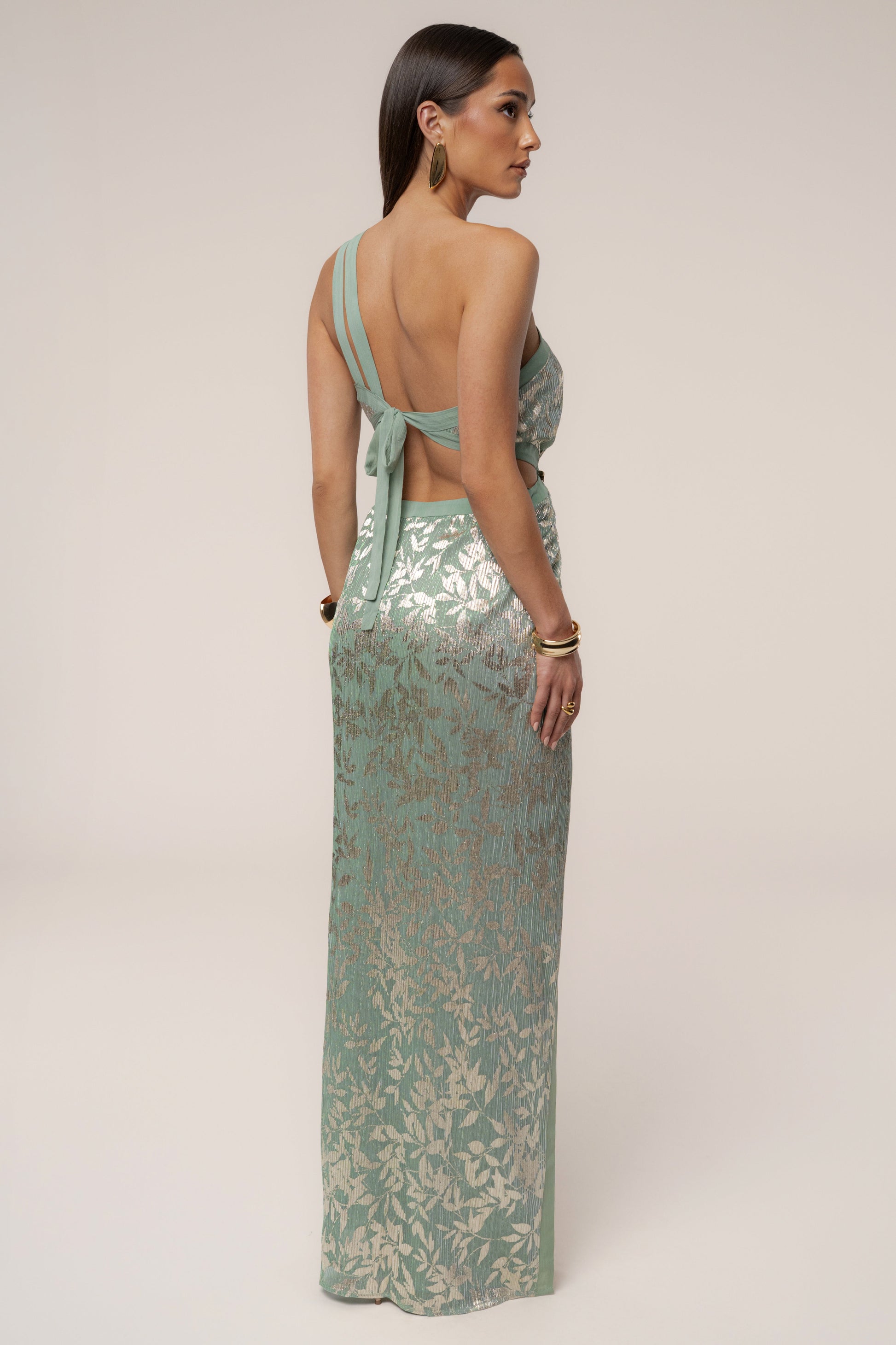 Sage One Shoulder Keyhole Dress JLUXLABEL