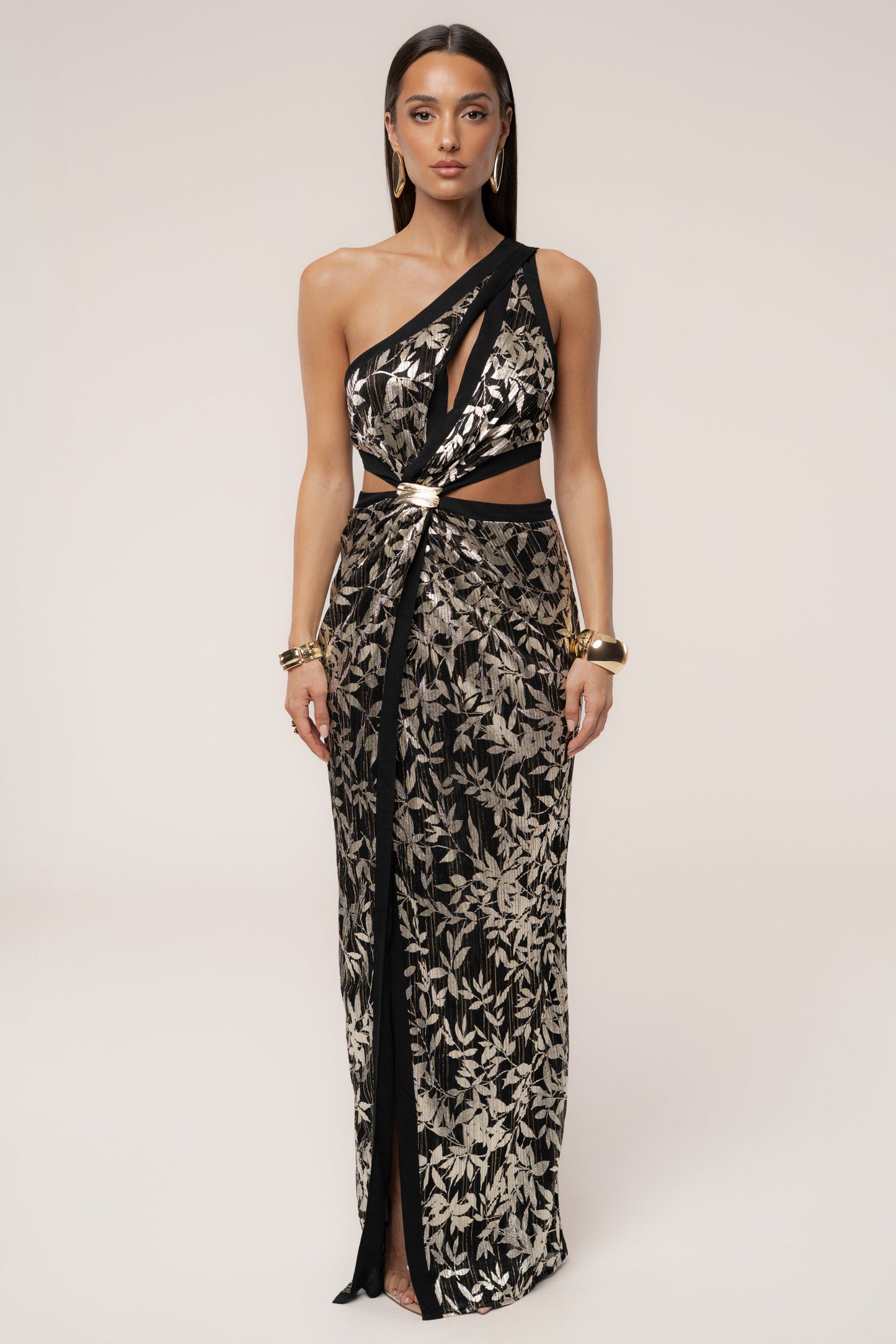 Black One Shoulder Keyhole Dress JLUXLABEL