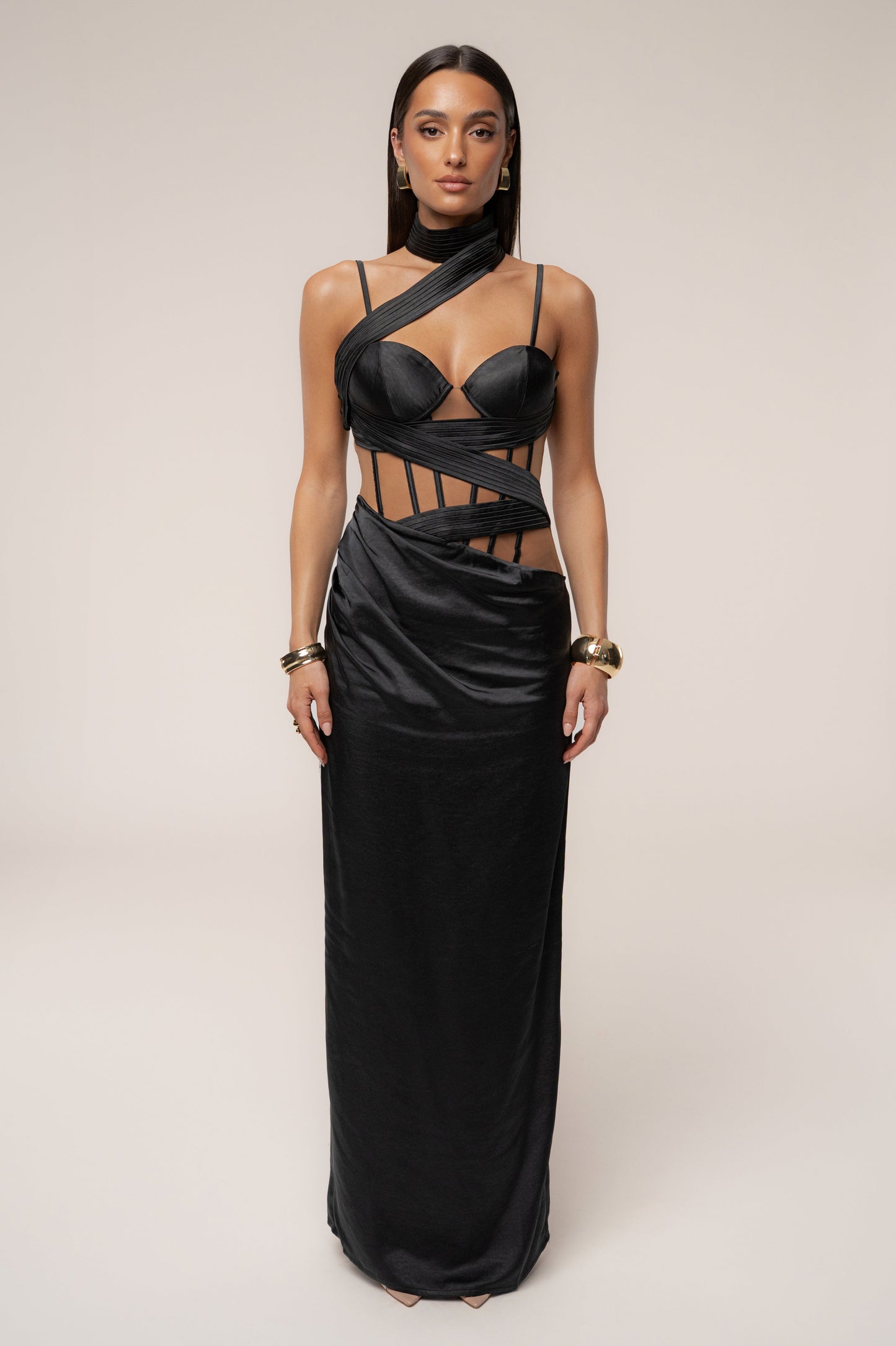 Black Golden Hour Corset Maxi Dress JLUXLABEL