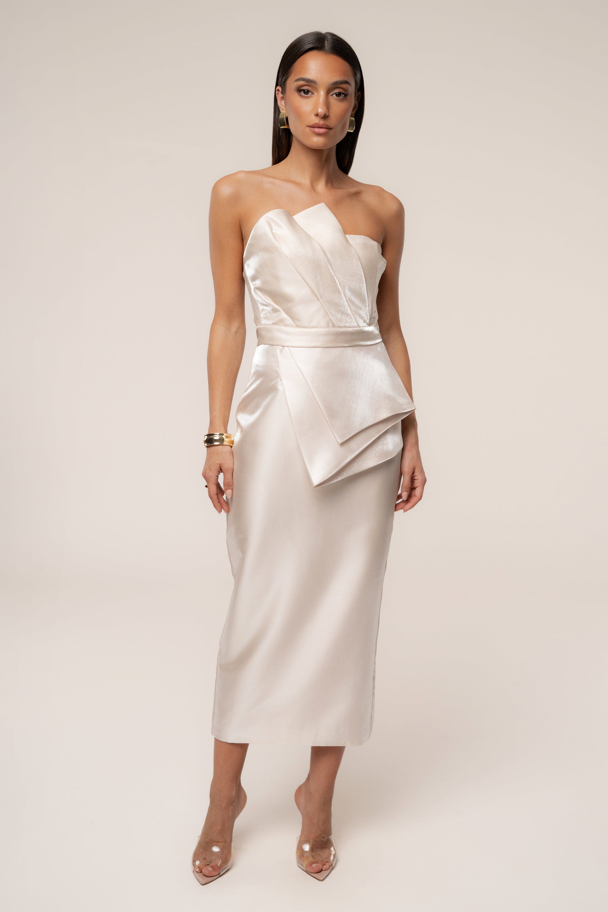 Champagne Gala Pleated Top JLUXLABEL