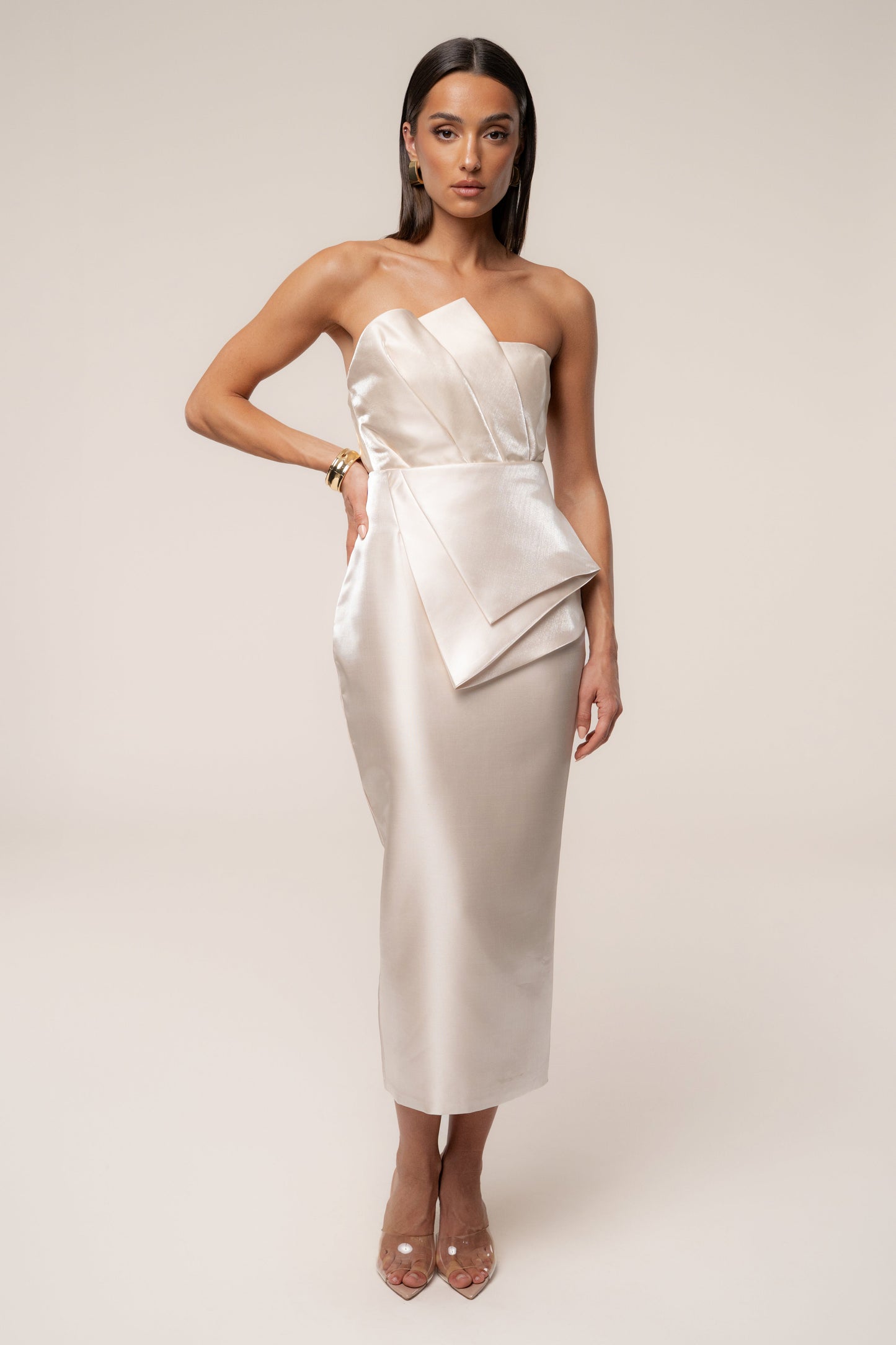 Champagne Gala Pleated Top JLUXLABEL