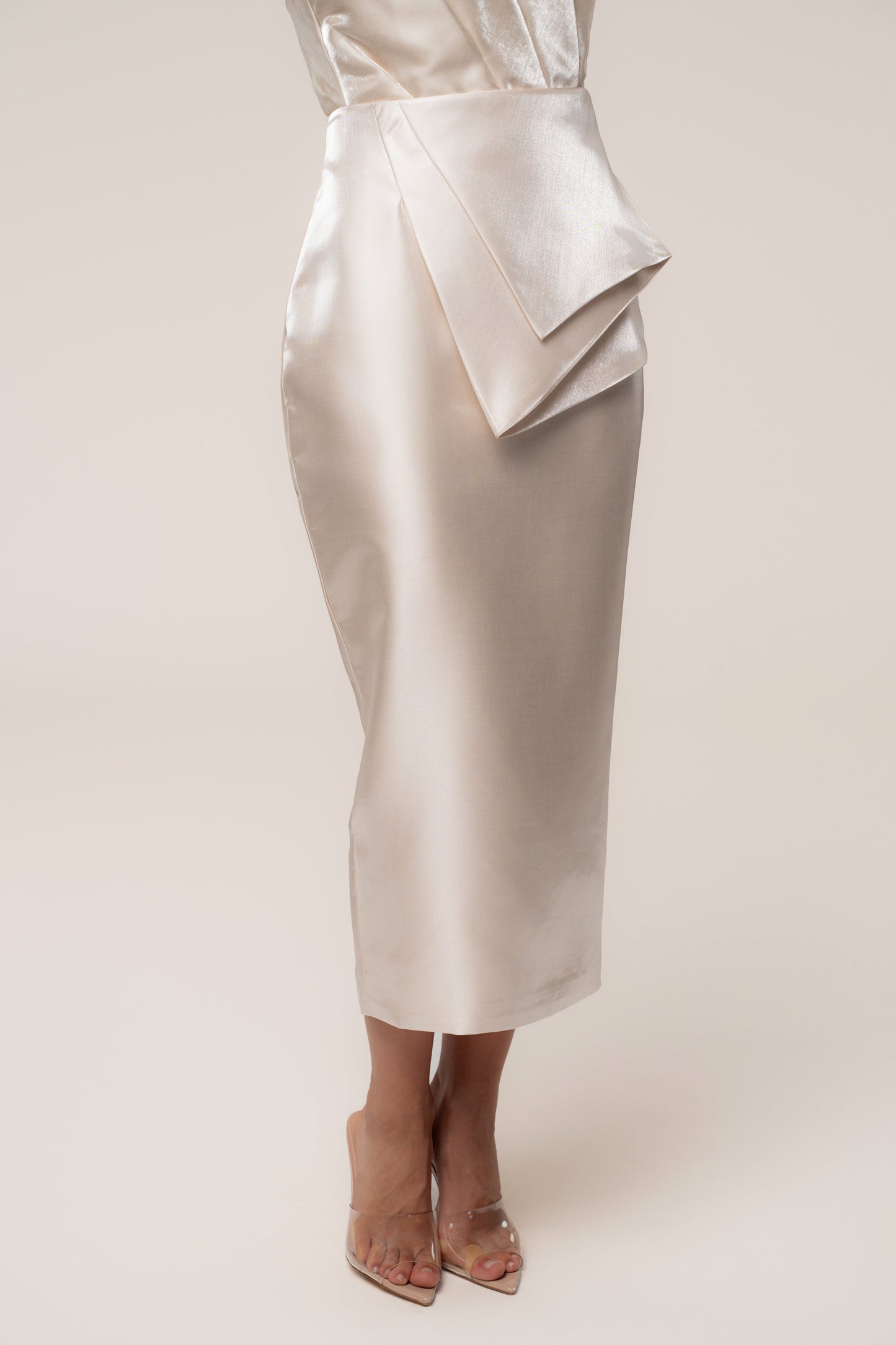 Champagne Reception Pleated Midi Skirt JLUXLABEL