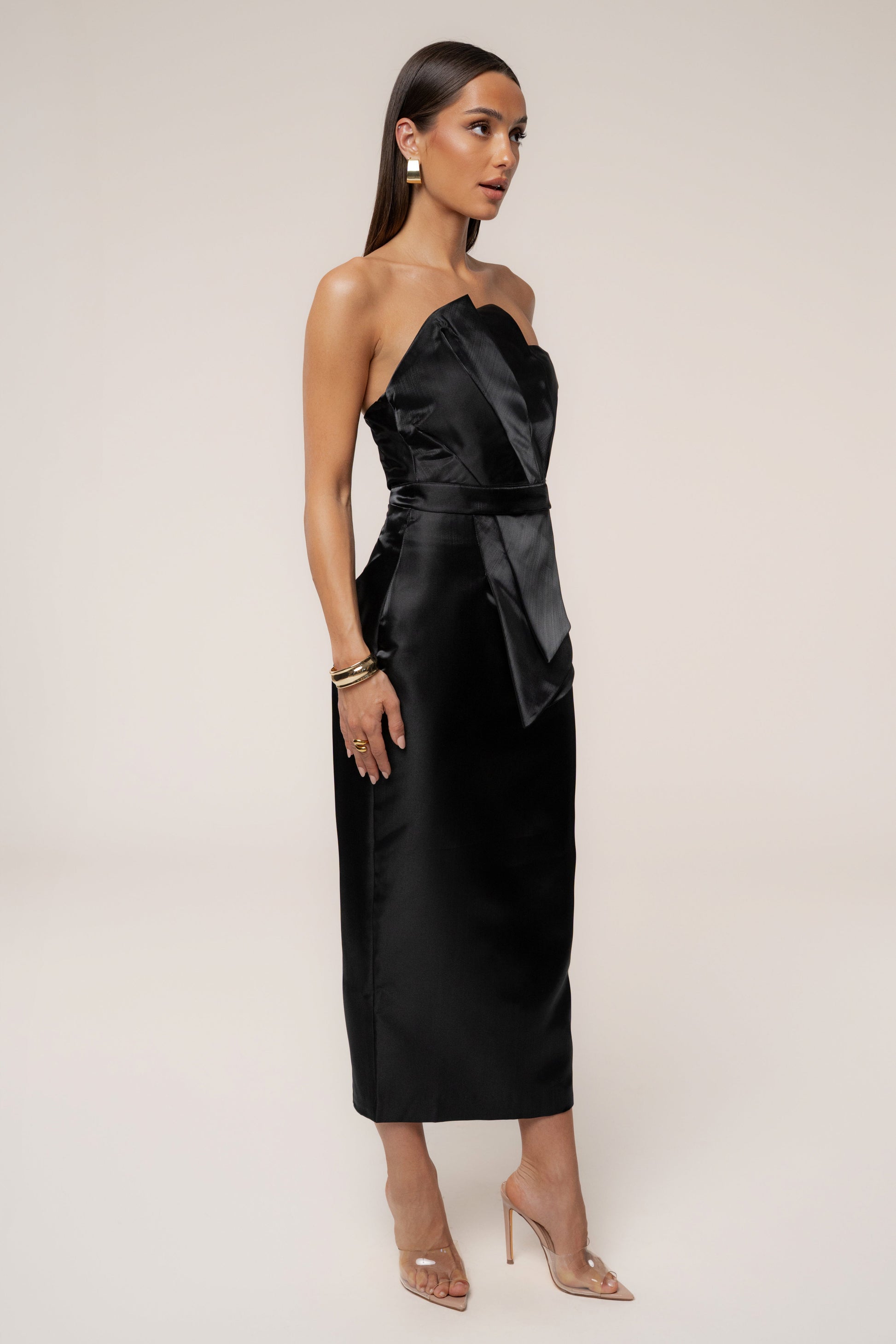 Black Gala Pleated Top JLUXLABEL