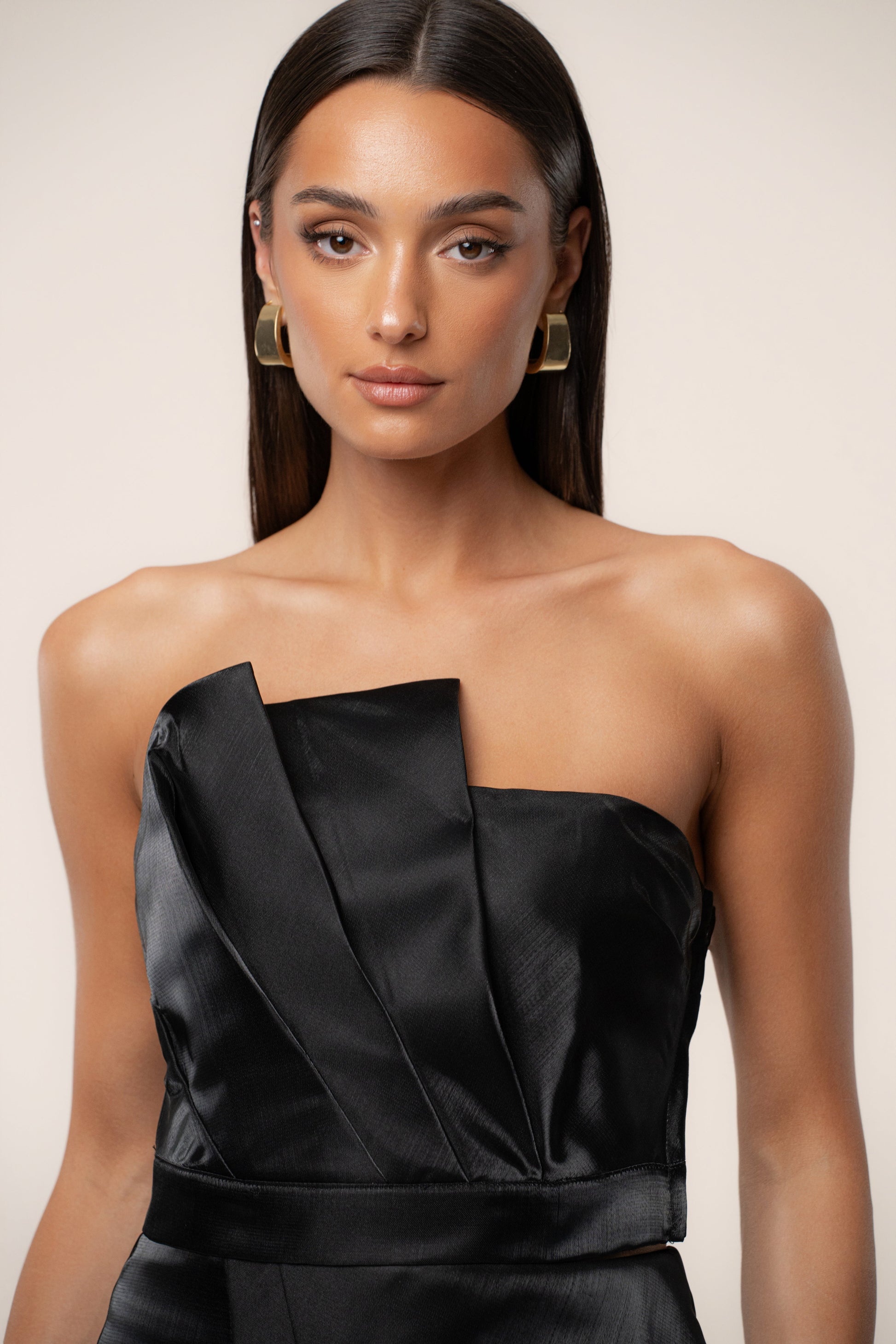 Black Gala Pleated Top JLUXLABEL