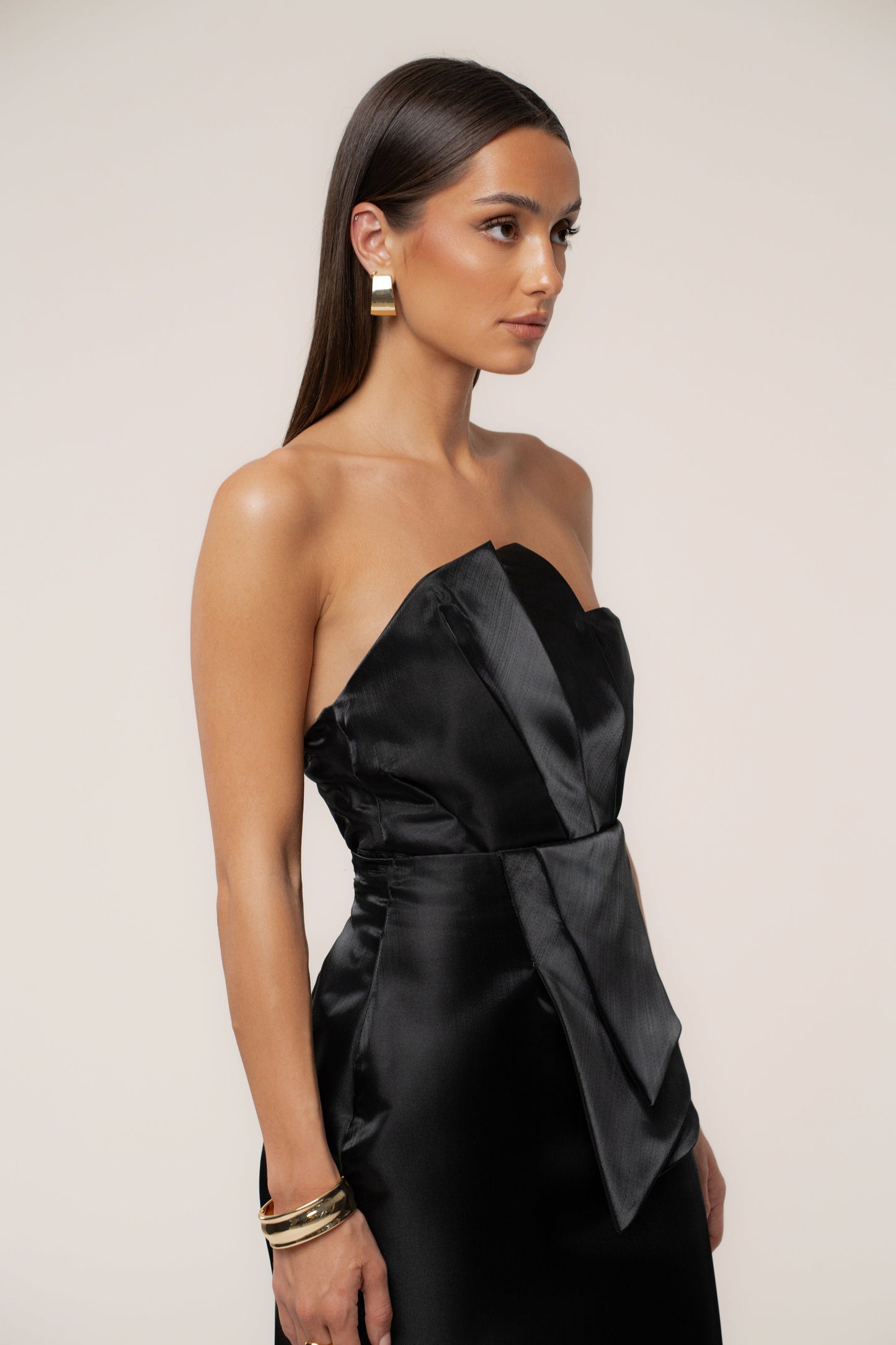 Black Gala Pleated Top JLUXLABEL