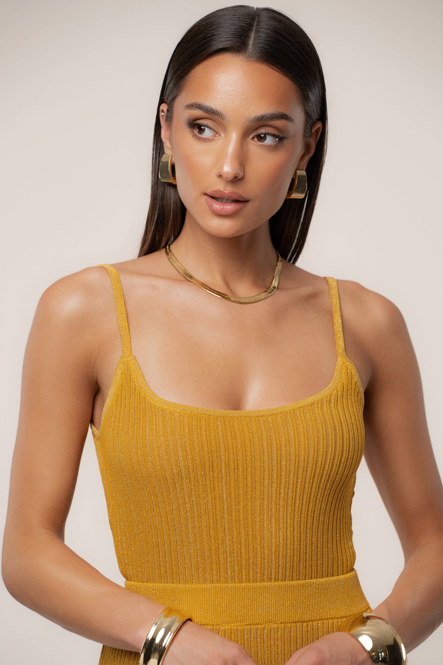 Mustard Serena Ribbed Skirt Set JLUXLABEL