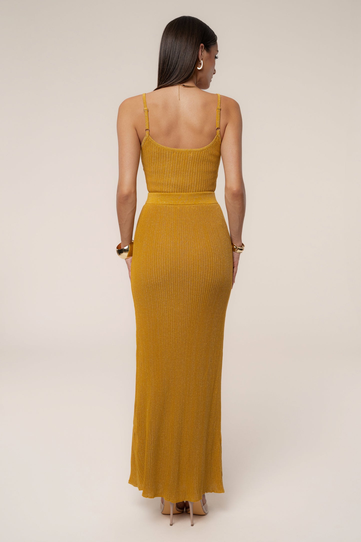 Mustard Serena Ribbed Skirt Set JLUXLABEL