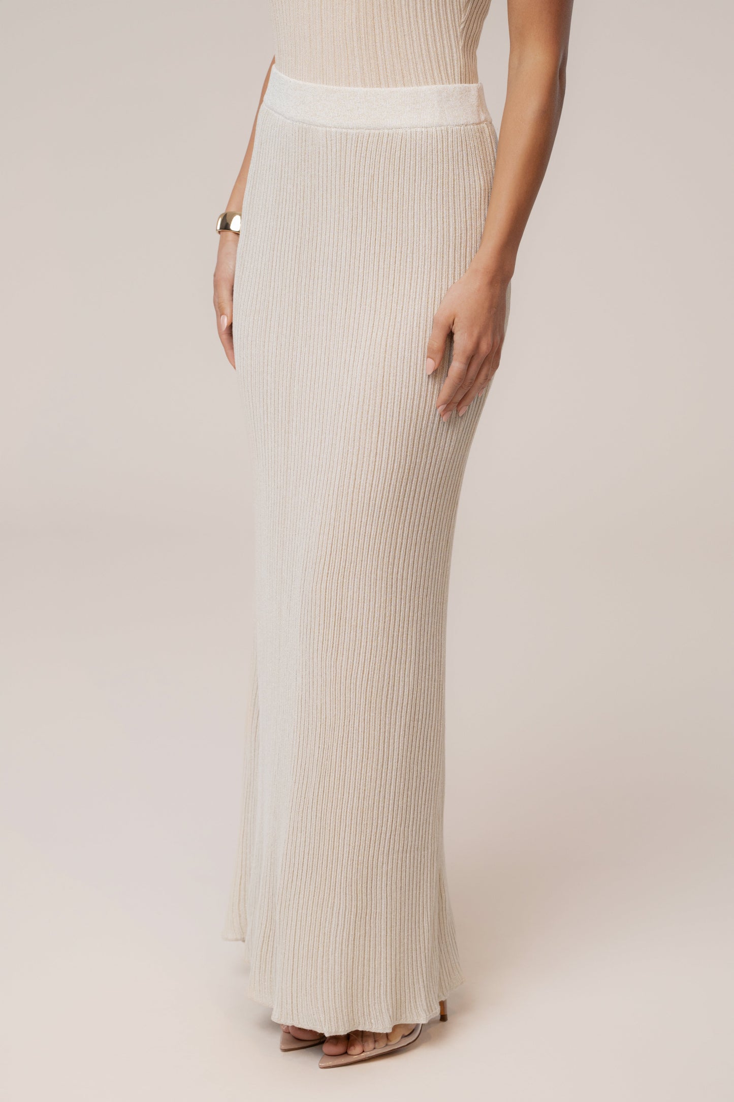 Champagne Serena Ribbed Skirt Set JLUXLABEL