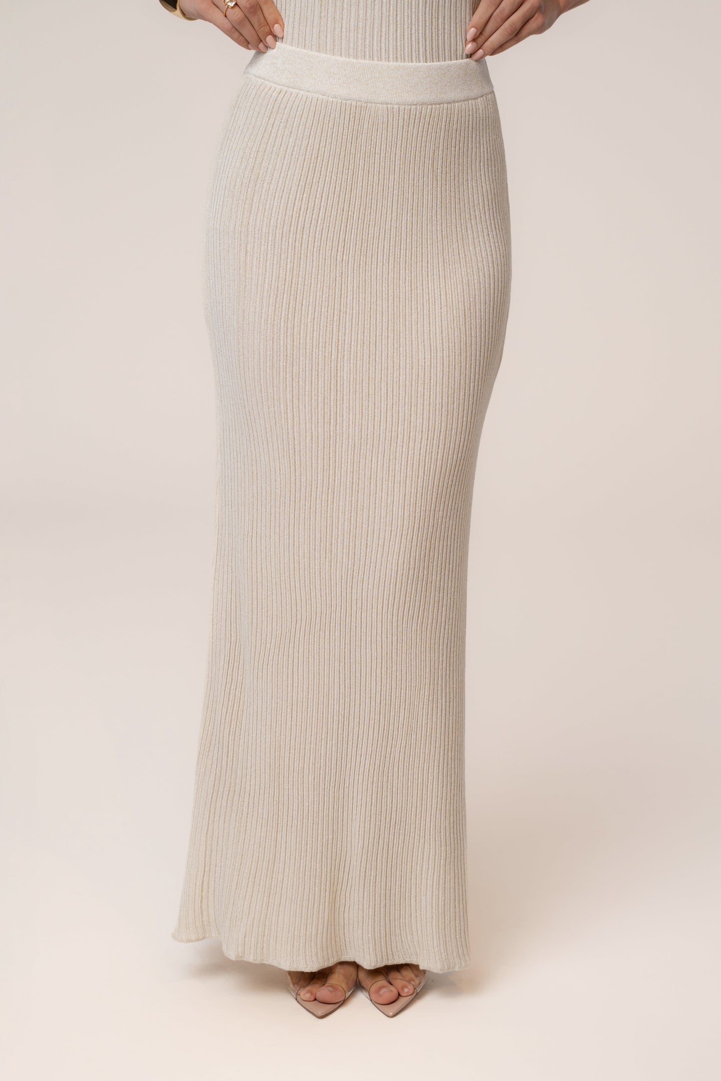 Champagne Serena Ribbed Skirt Set JLUXLABEL