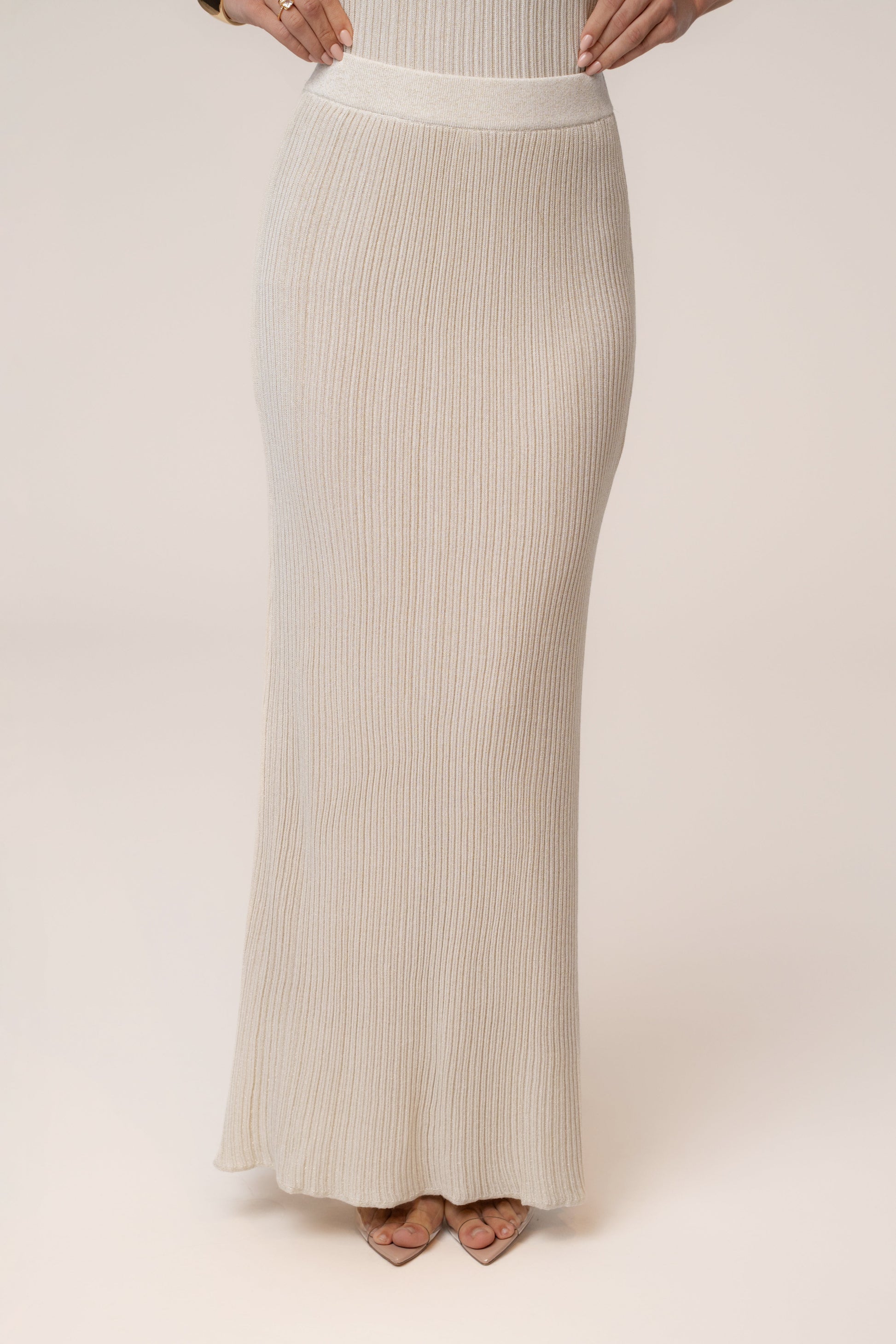 Champagne Serena Ribbed Skirt Set JLUXLABEL
