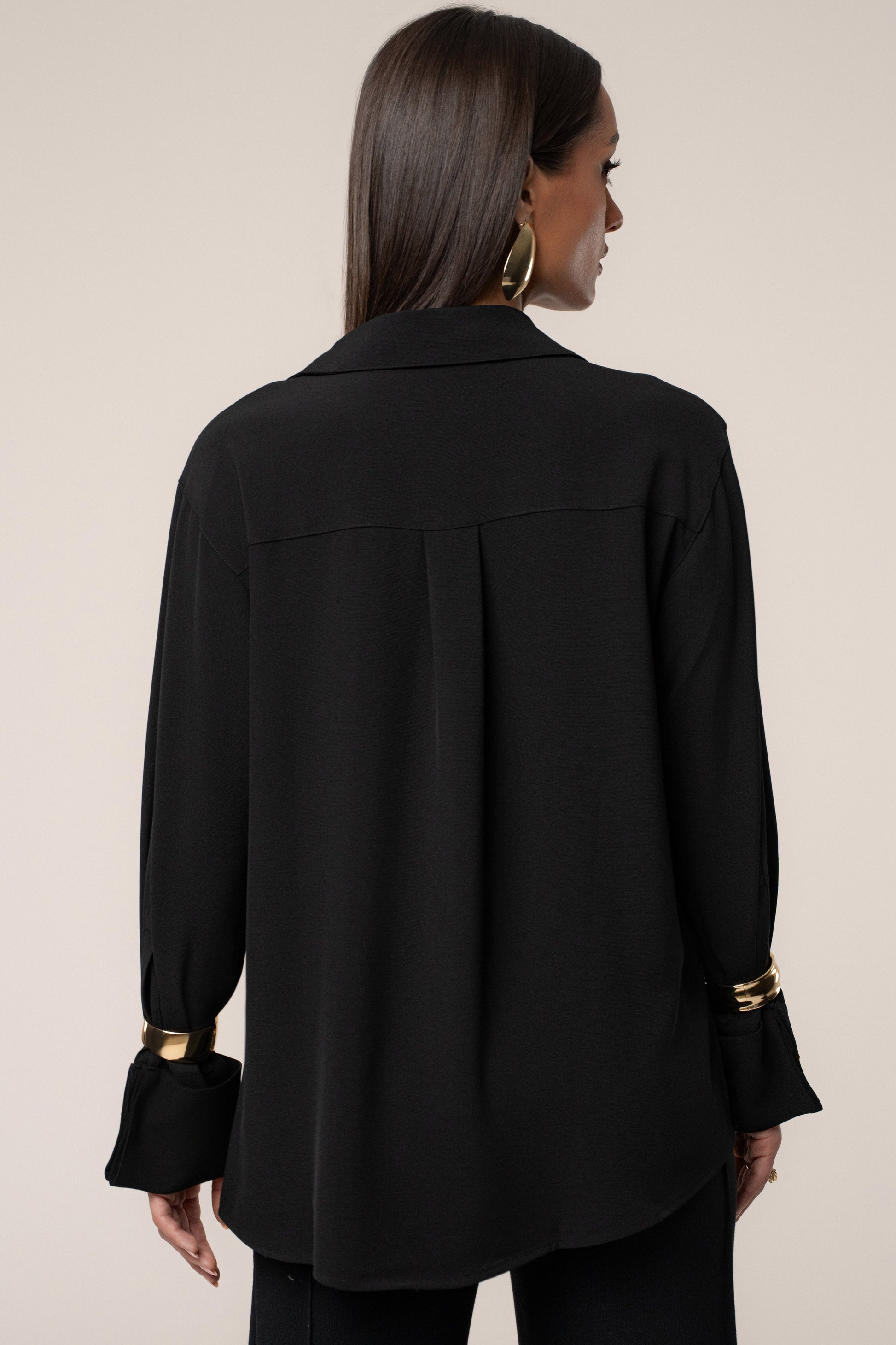 Black Stella Button Up Shirt JLUXLABEL
