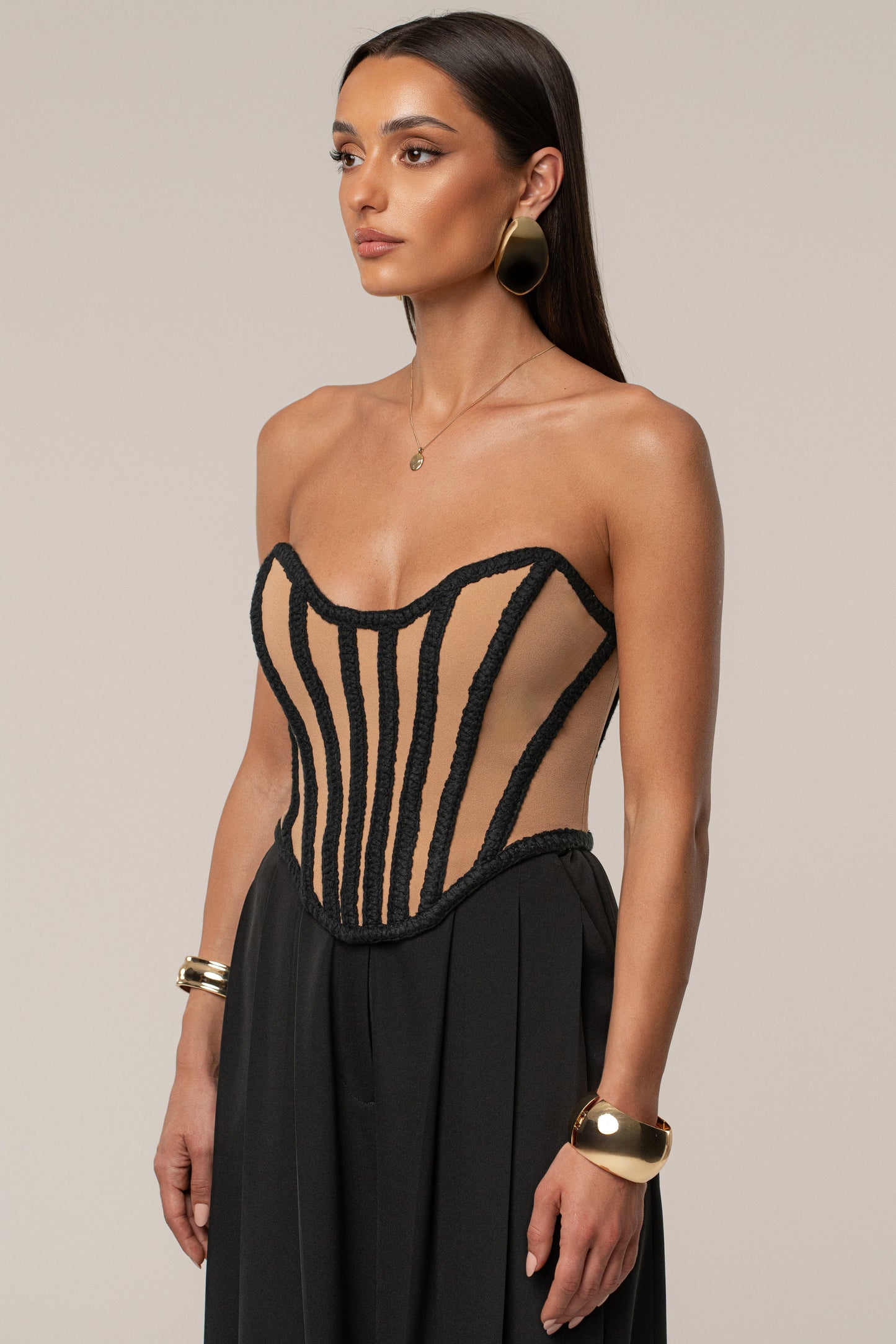 Black Cassis Braided Corset JLUXLABEL