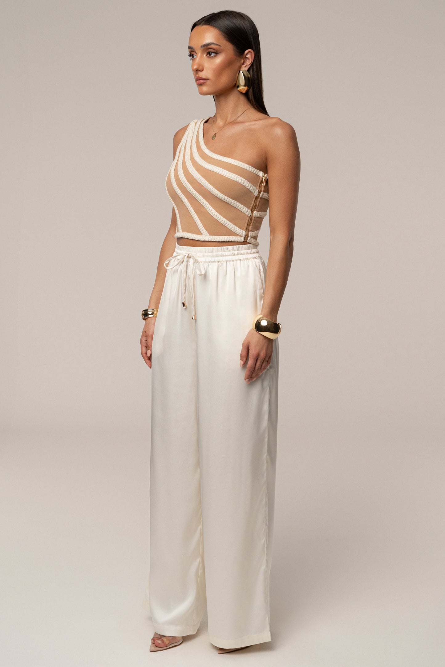 Ivory Braided One Shoulder Top JLUXLABEL