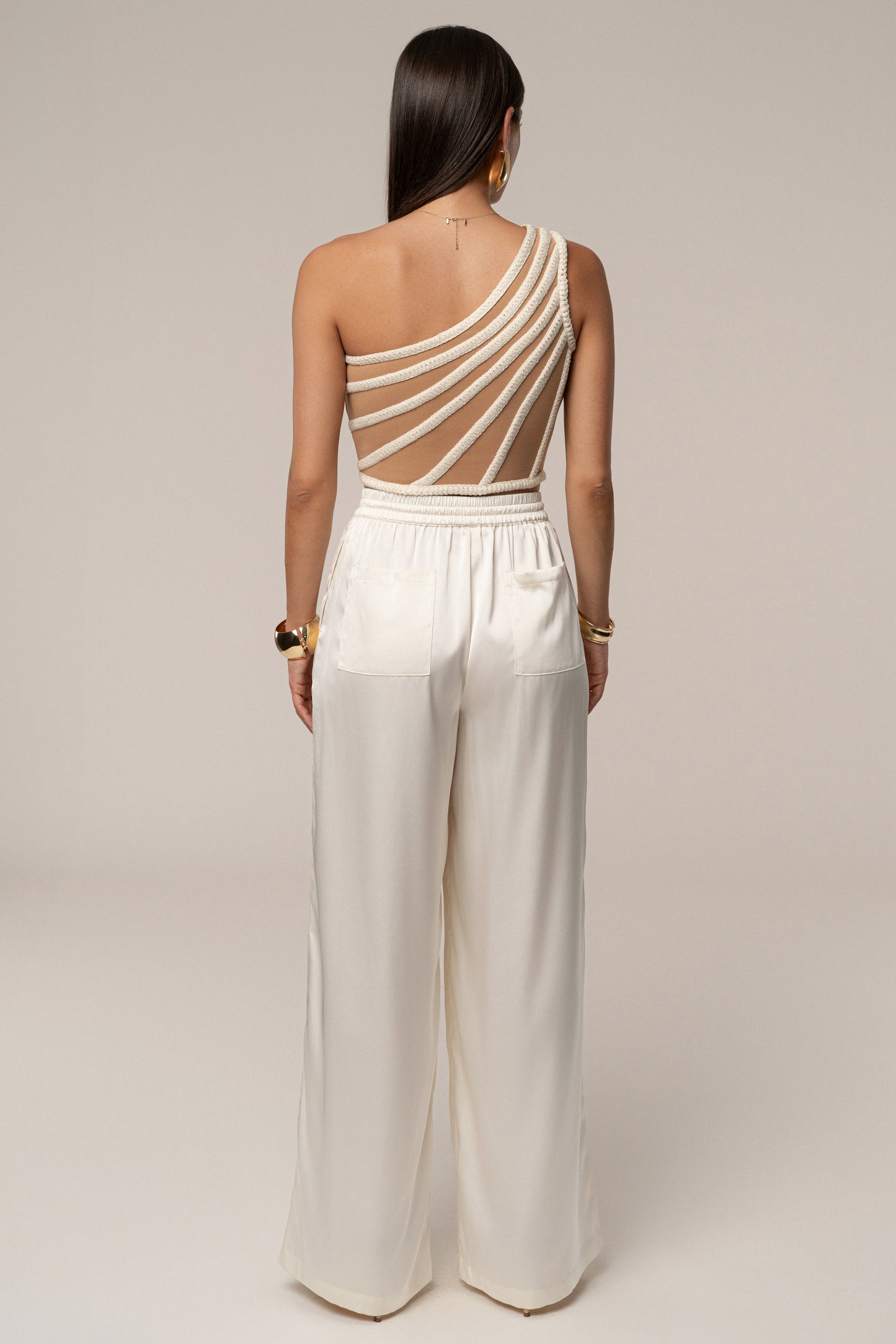 Ivory Braided One Shoulder Top JLUXLABEL