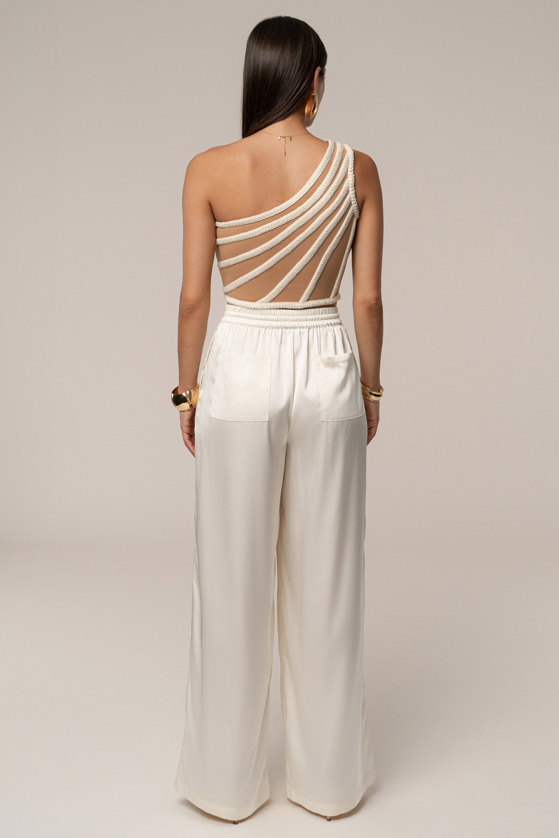 Ivory Braided One Shoulder Top JLUXLABEL
