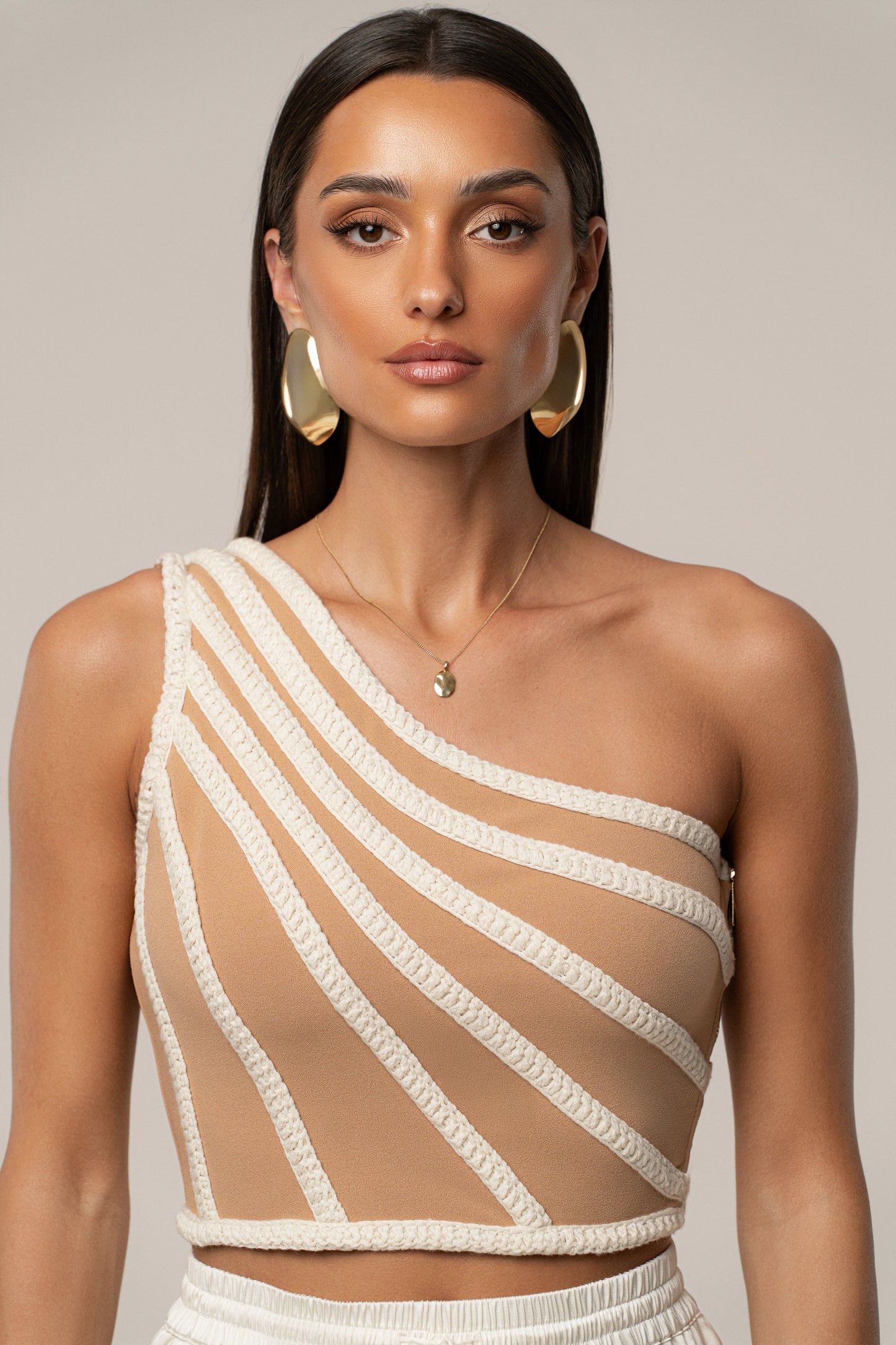 Ivory Braided One Shoulder Top JLUXLABEL