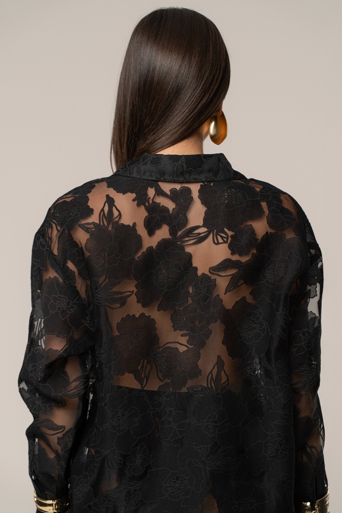PRE-ORDER Black Organza Floral Blouse