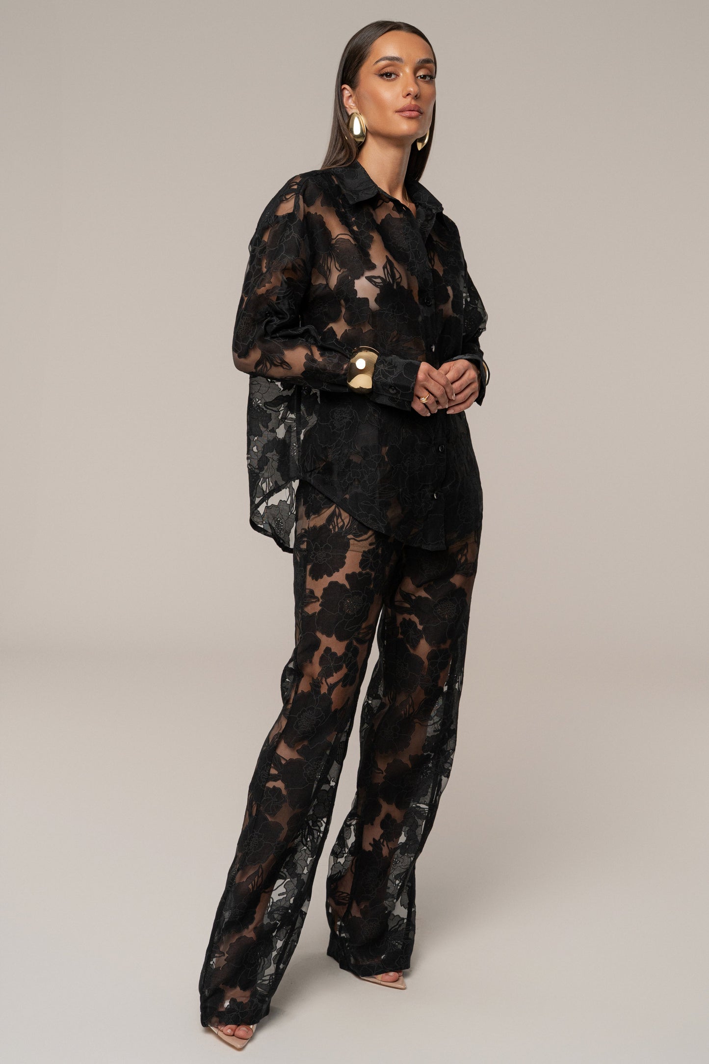 PRE-ORDER Black Organza Floral Pant