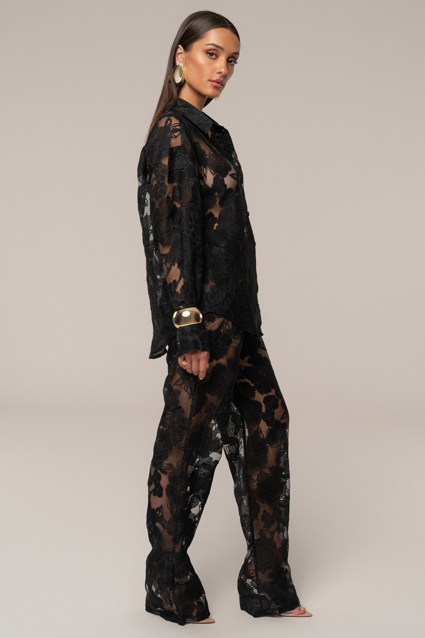 PRE-ORDER Black Organza Floral Blouse