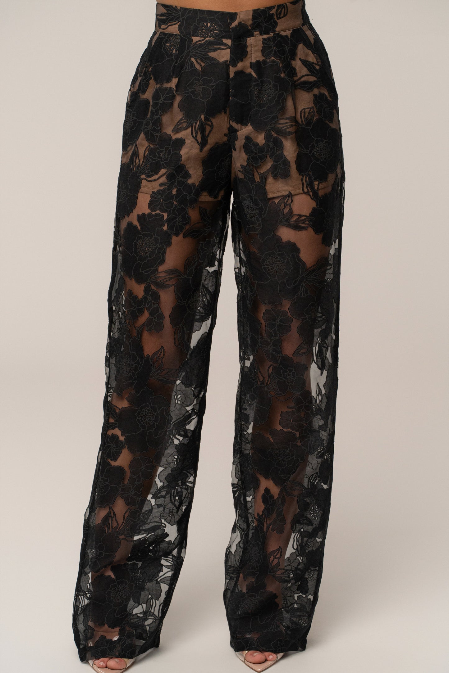PRE-ORDER Black Organza Floral Pant NEWFASHIONEDGE