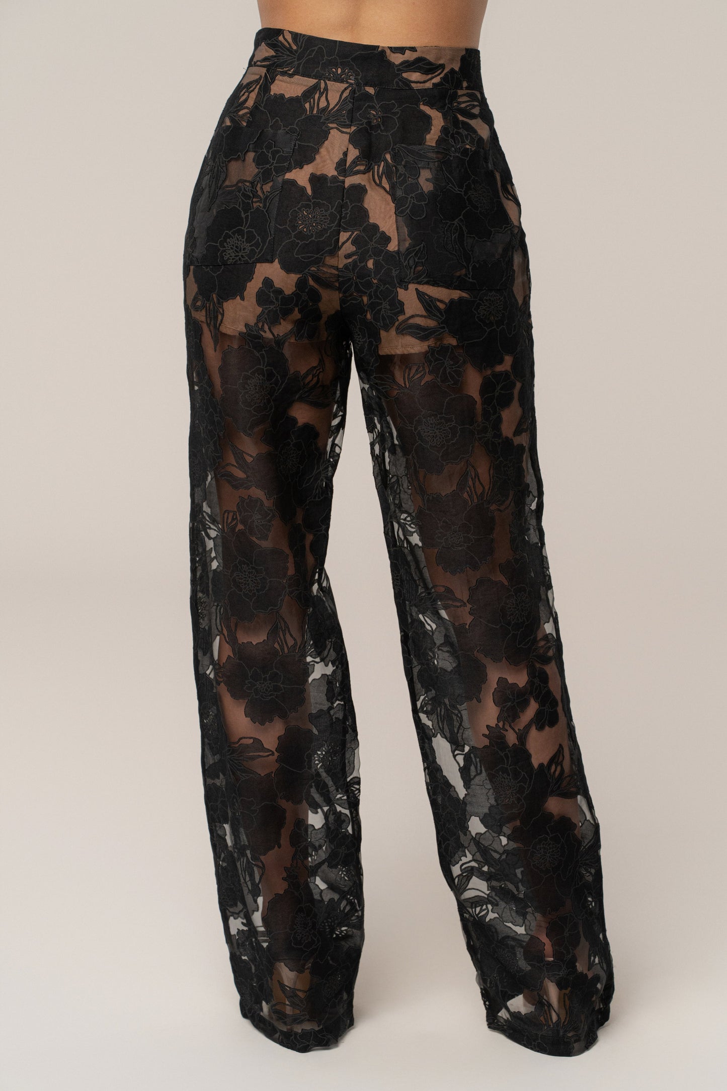 PRE-ORDER Black Organza Floral Pant NEWFASHIONEDGE