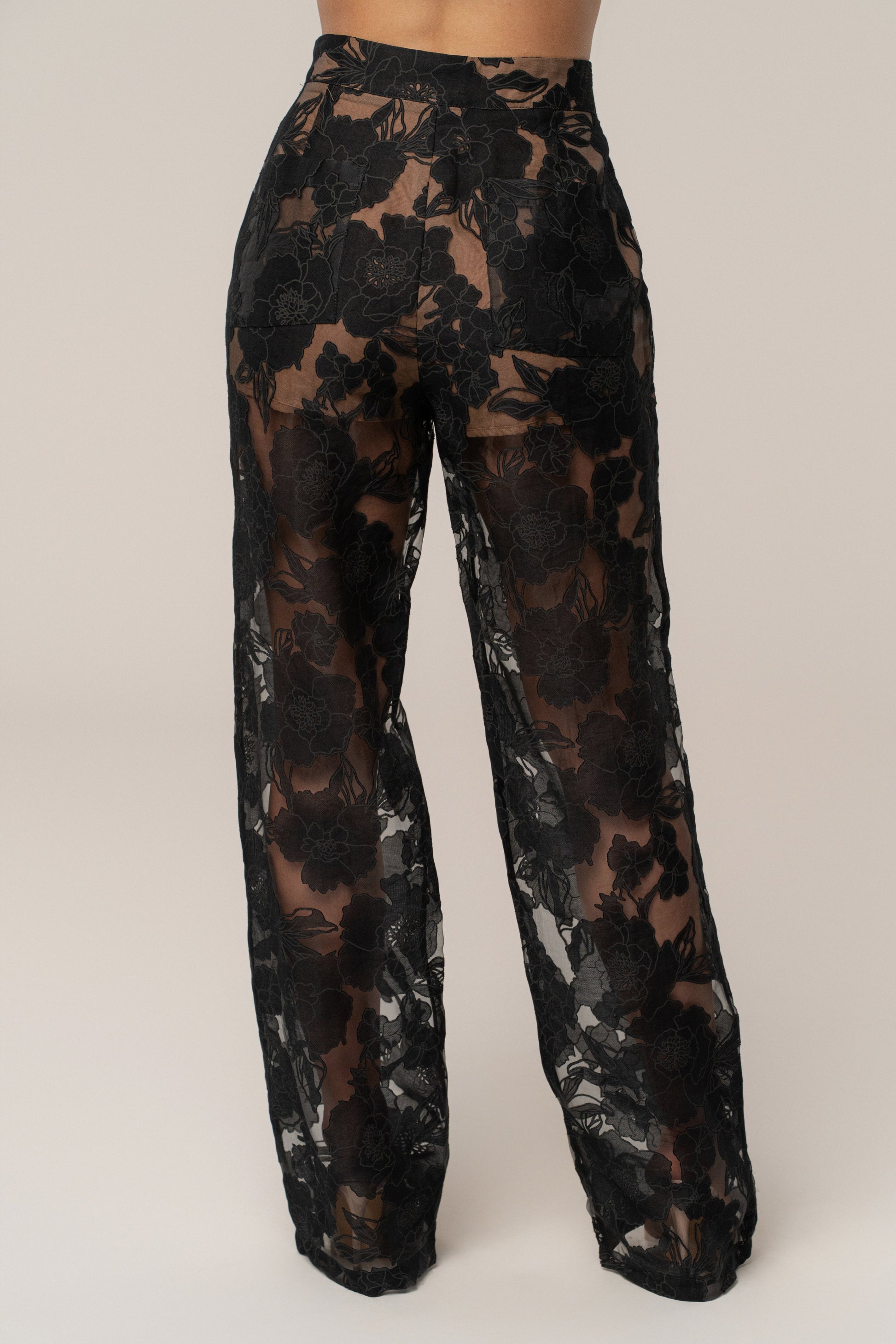 PRE-ORDER Black Organza Floral Pant NEWFASHIONEDGE