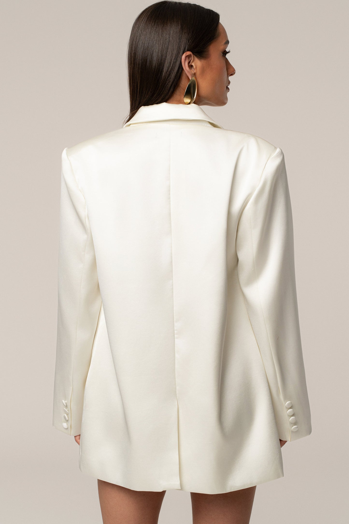Ivory Lara Oversize Satin Blazer JLUXLABEL