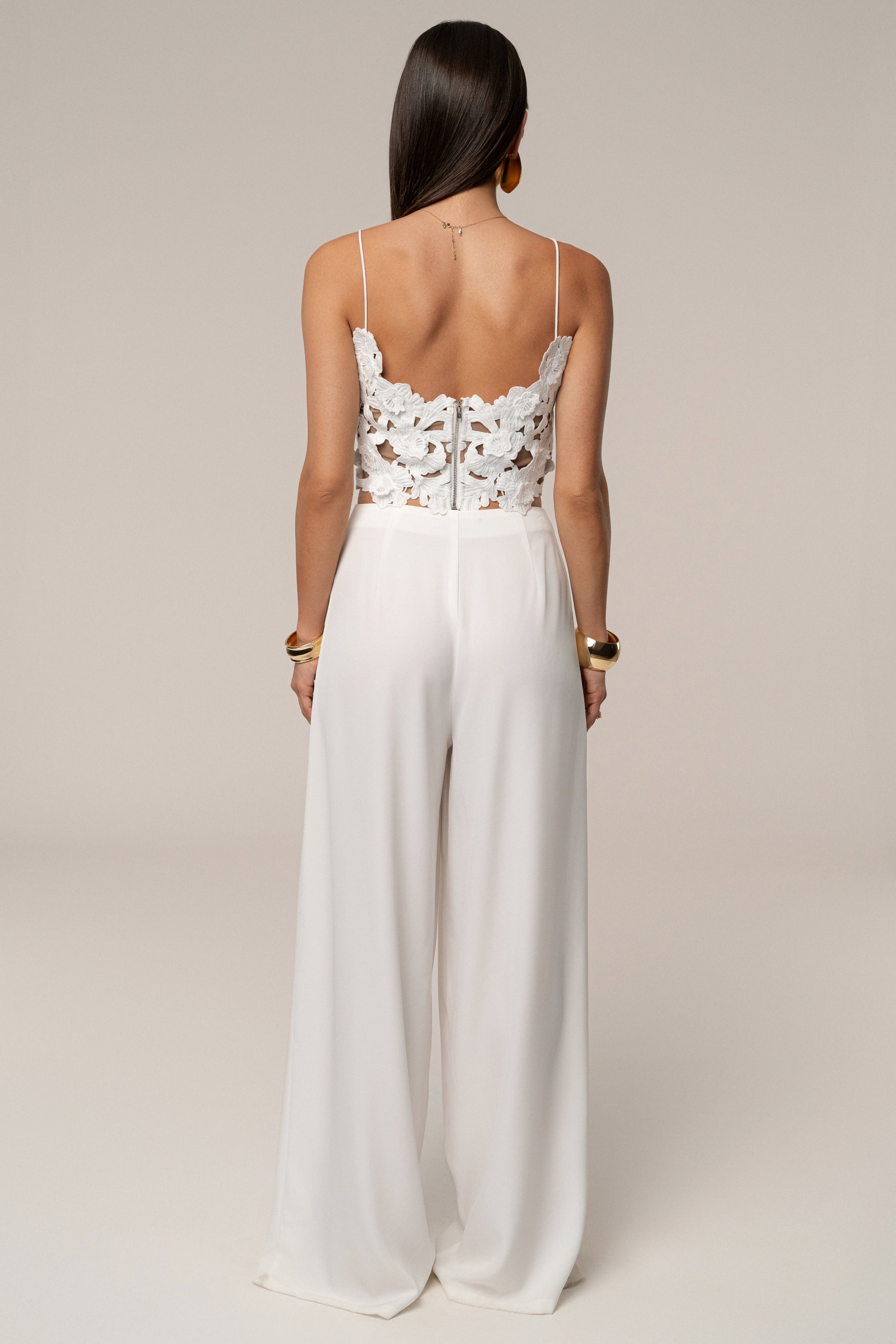 White Summer Ease Wide Leg Pants JLUXLABEL