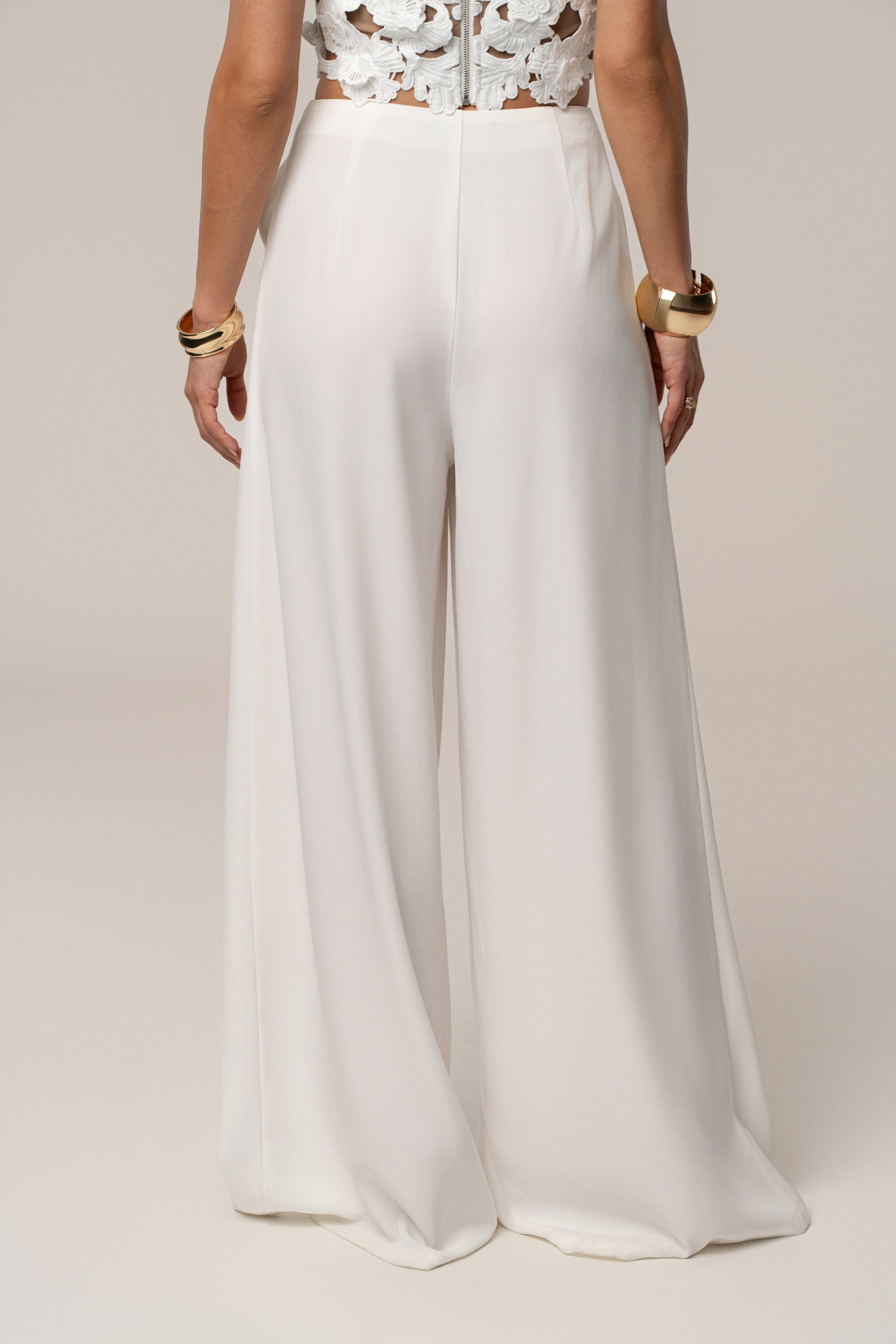 White Summer Ease Wide Leg Pants JLUXLABEL
