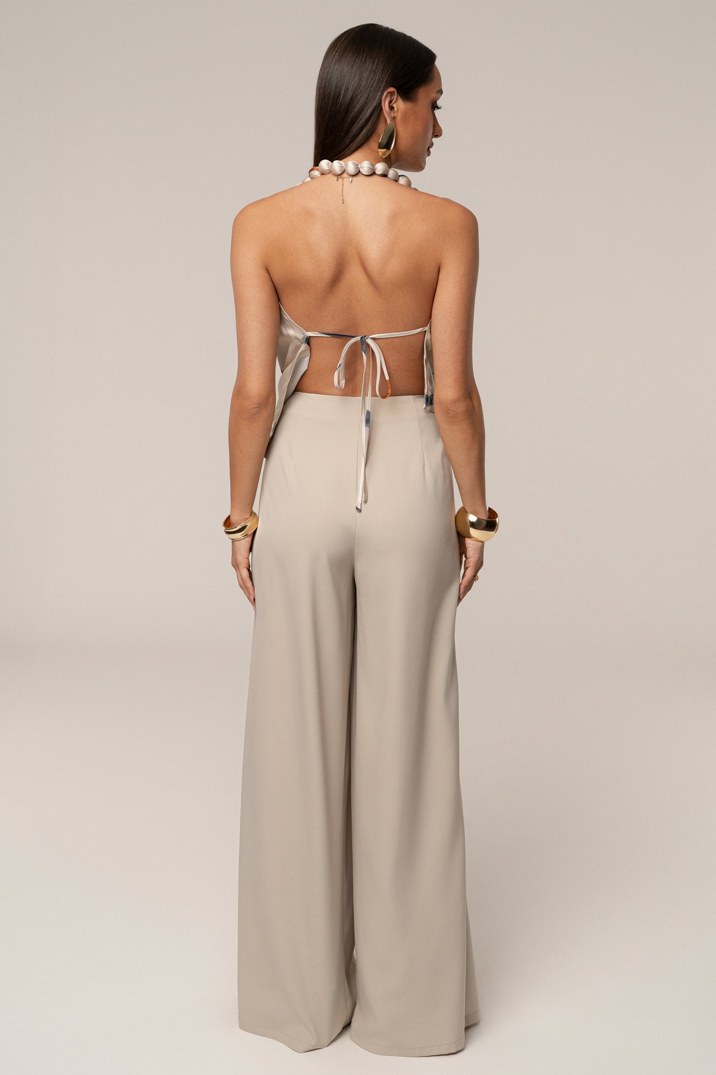 Ivory Tropic Dawn Satin Top JLUXLABEL